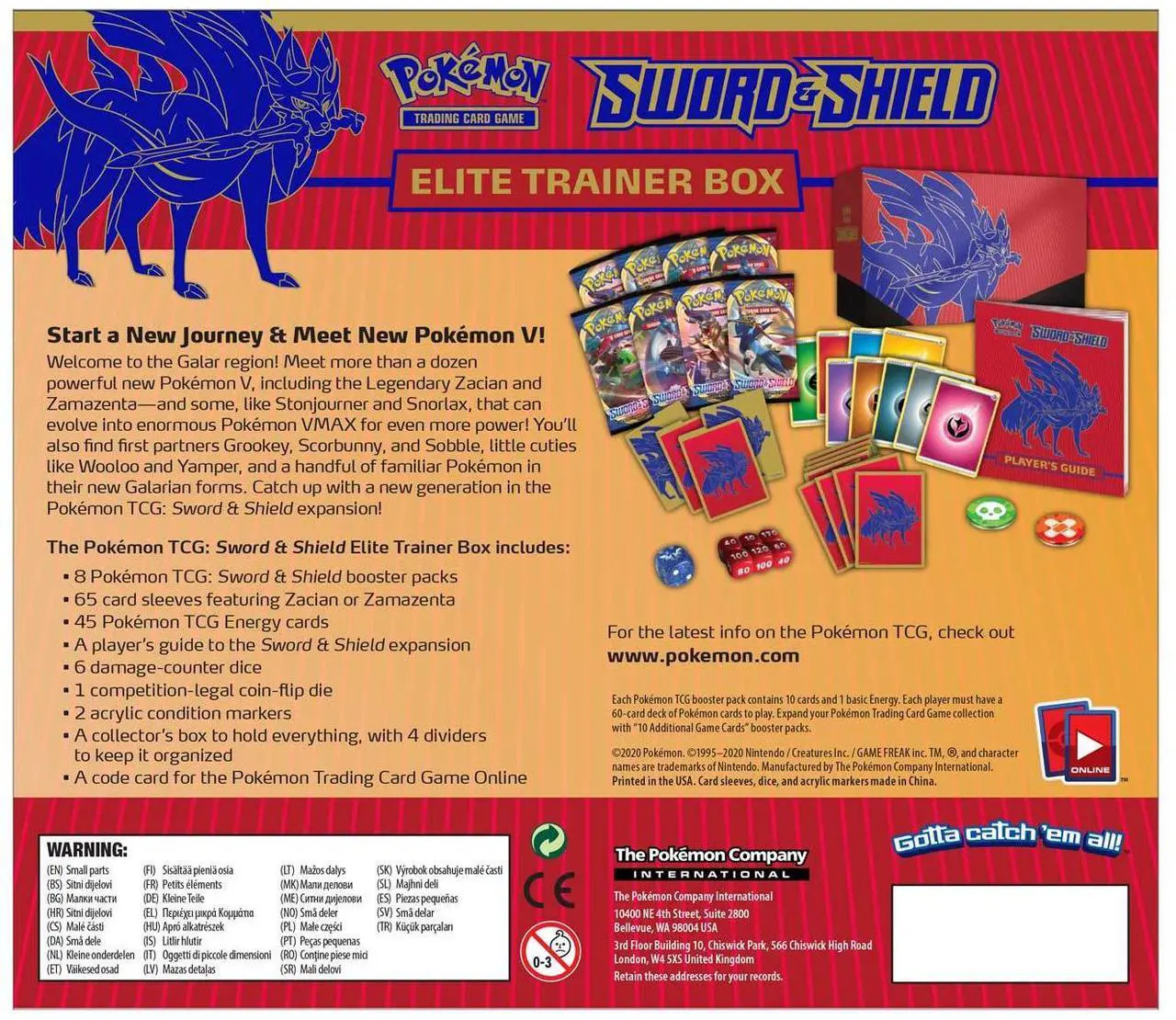 Alt view image 2 of 7 - Pokemon TCG: Sword & Shield Elite Trainer Box [Zacian] - SWSH01: Sword & Shield Base Set