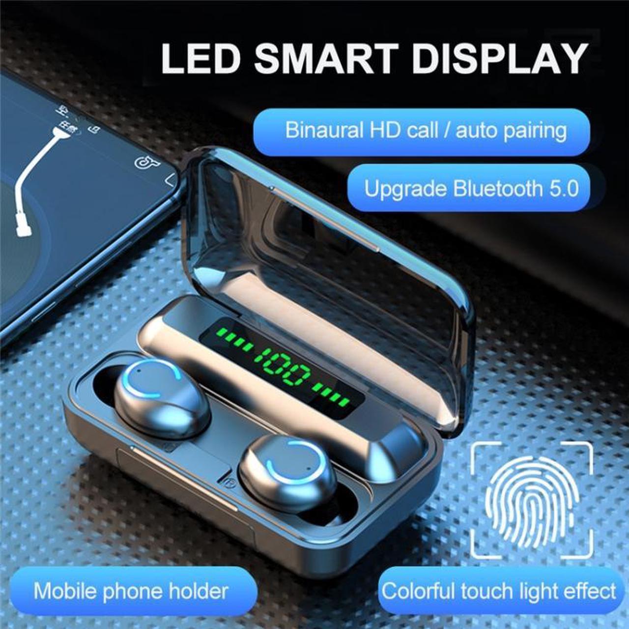 Alt view image 4 of 7 - F9-9 TWS CVC8.0 Noise Cancelling Bluetooth Earphone with Charging Box, Support Touch Lighting Effect & Three-screen LED Power Display & Power Bank & Mobile Phone Holder & HD Call & Voice Ass