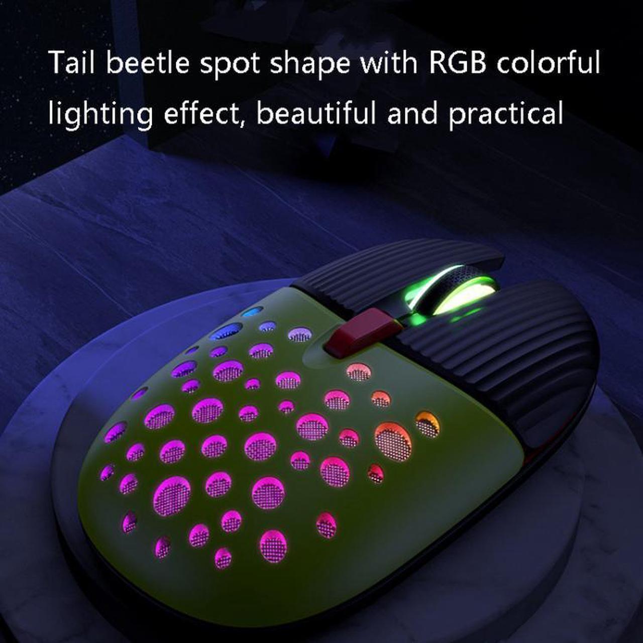 Alt view image 6 of 7 - K-Snake BM900 6 Keys 2.4G Wireless Charging Beetle Mouse Glowing Gaming Mouse (Pink)