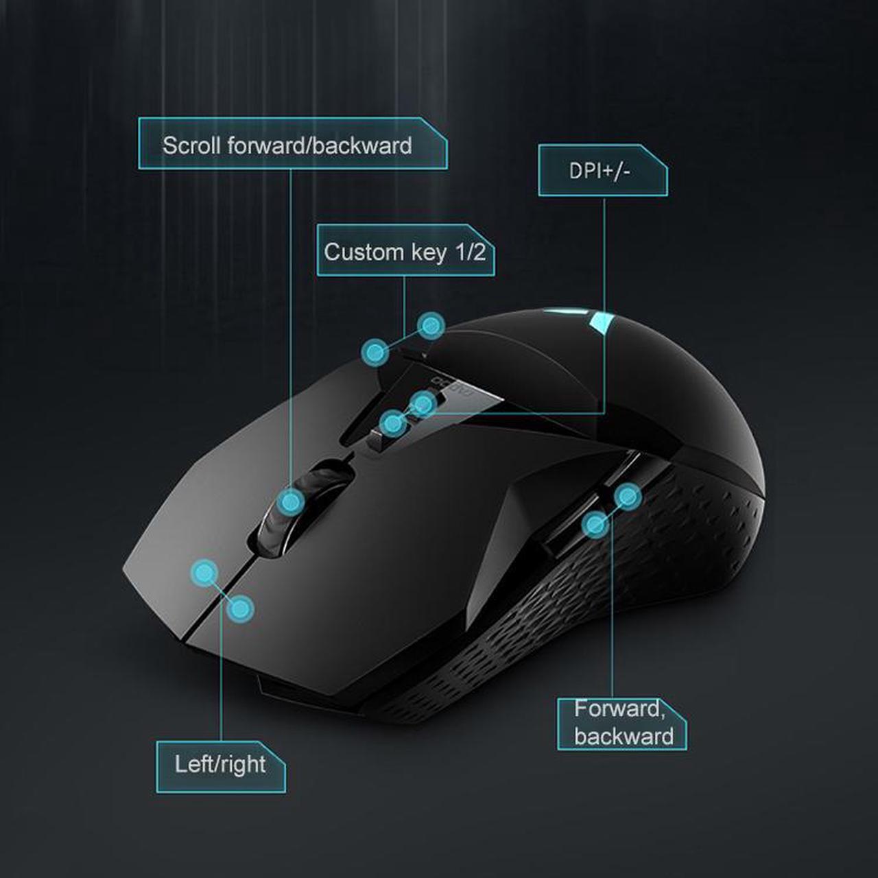 Alt view image 7 of 7 - Rapoo VT950Q 16000 DPI 11 Buttons  Gaming Display Programming Wireless Gaming Mouse, Support Qi Wireless Charging (Black)