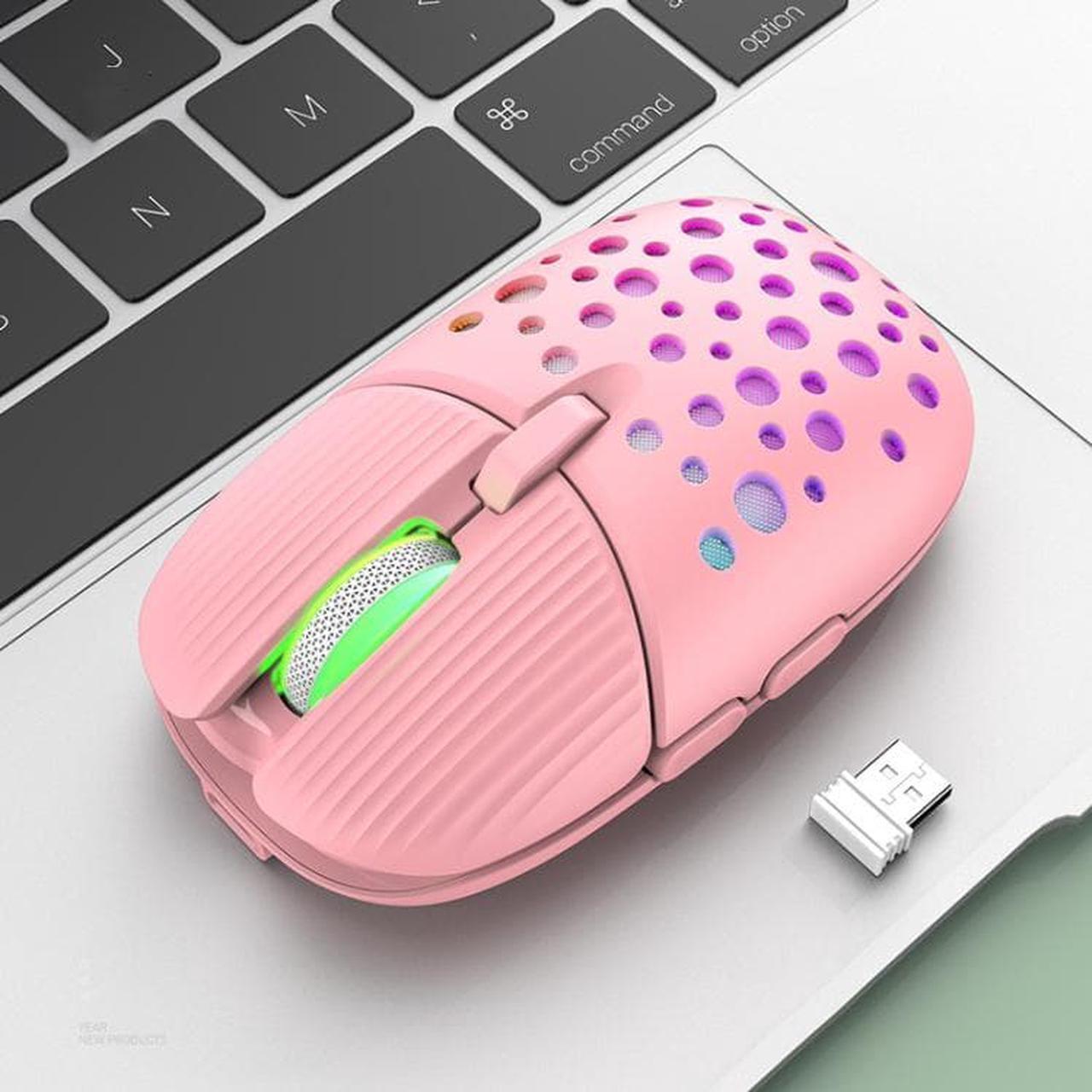 Main image of K-Snake BM900 6 Keys 2.4G Wireless Charging Beetle Mouse Glowing Gaming Mouse (Pink)