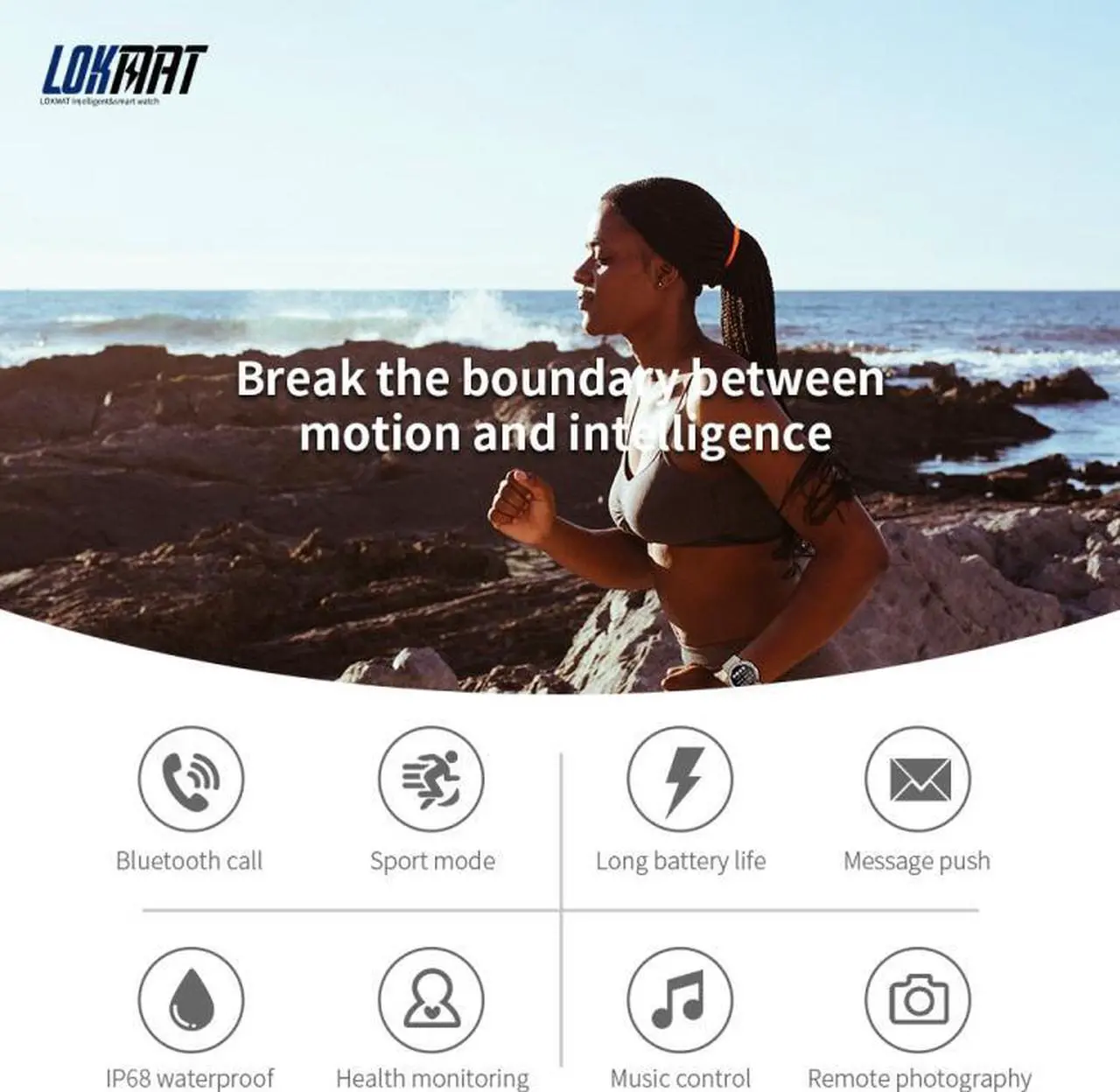 Alt view image 3 of 7 - LOKMAT ATTACK 3 1.28 inch TFT Screen Sports Fitness Smart Watch, Support Bluetooth Call (Blue) Black
