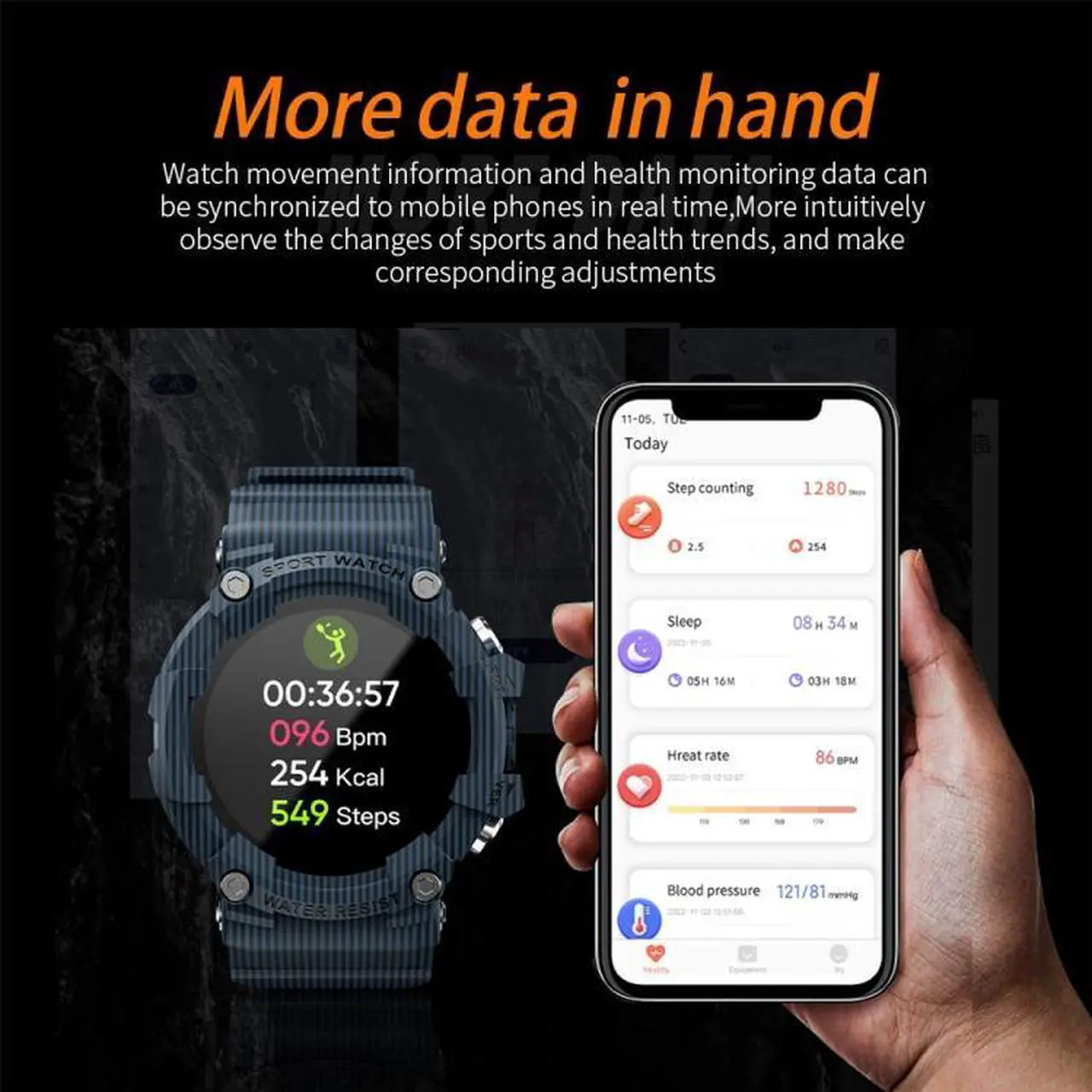 Alt view image 7 of 7 - LOKMAT ATTACK 3 1.28 inch TFT Screen Sports Fitness Smart Watch, Support Bluetooth Call (Blue) Black