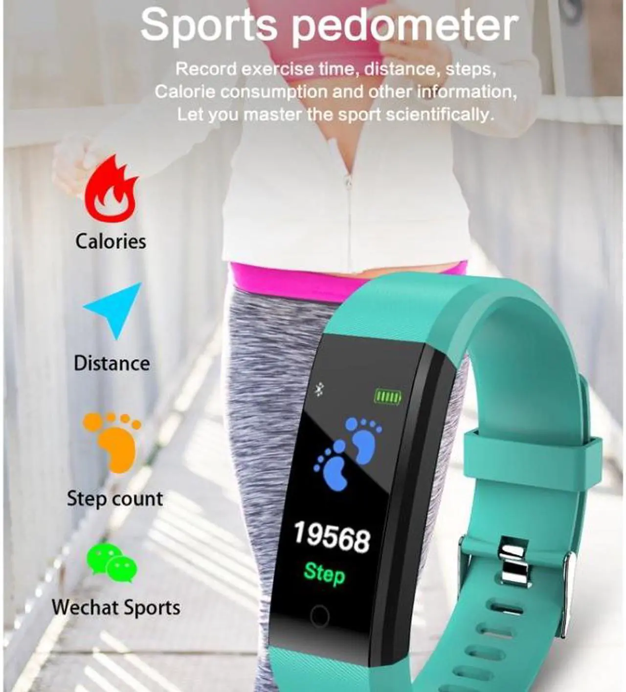 Alt view image 4 of 7 - ID115 Plus Smart Bracelet Fitness Heart Rate Monitor Blood Pressure Pedometer Health Running Sports SmartWatch for IOS Android ID115 Plus Purple (purple)