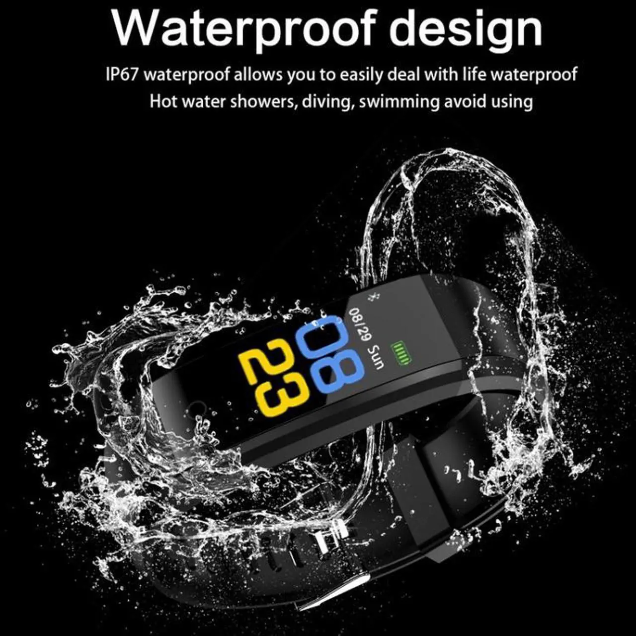 Alt view image 7 of 7 - ID115 Plus Smart Bracelet Fitness Heart Rate Monitor Blood Pressure Pedometer Health Running Sports SmartWatch for IOS Android ID115 Plus Purple (purple)