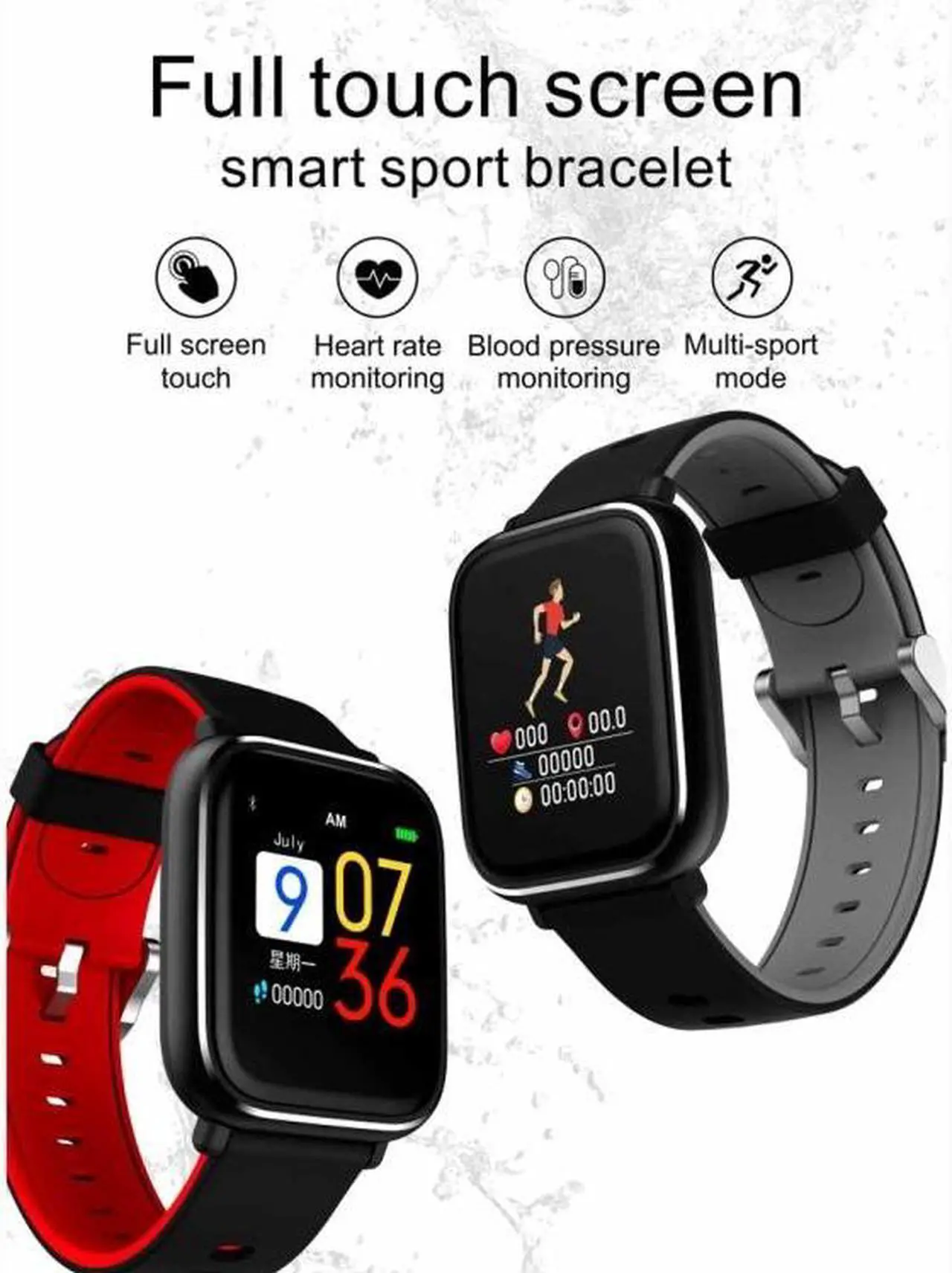 Alt view image 3 of 7 - Q58S 1.3 inch TFT Touch Screen IP67 Waterproof Smartwatch, Support Call Reminder/ Heart Rate Monitoring /Blood Pressure Monitoring/ Sleep Monitoring (Orange)