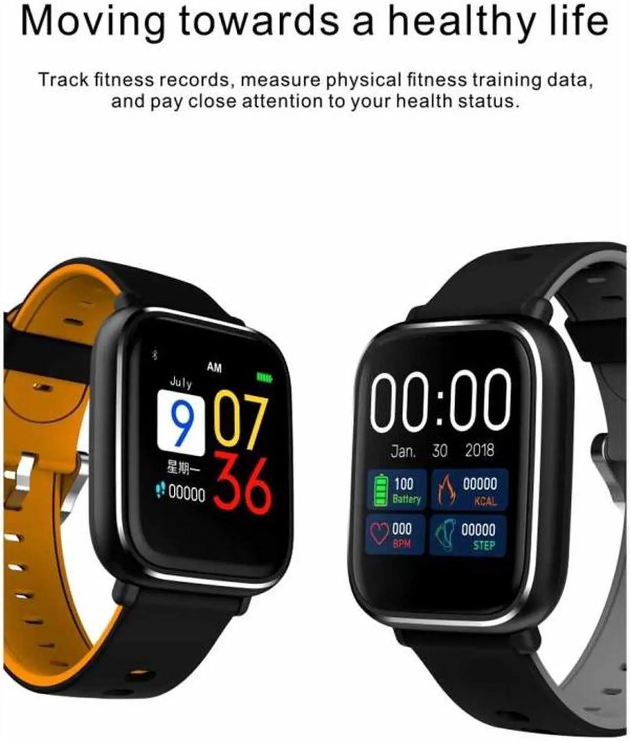 Alt view image 5 of 7 - Q58S 1.3 inch TFT Touch Screen IP67 Waterproof Smartwatch, Support Call Reminder/ Heart Rate Monitoring /Blood Pressure Monitoring/ Sleep Monitoring (Orange)