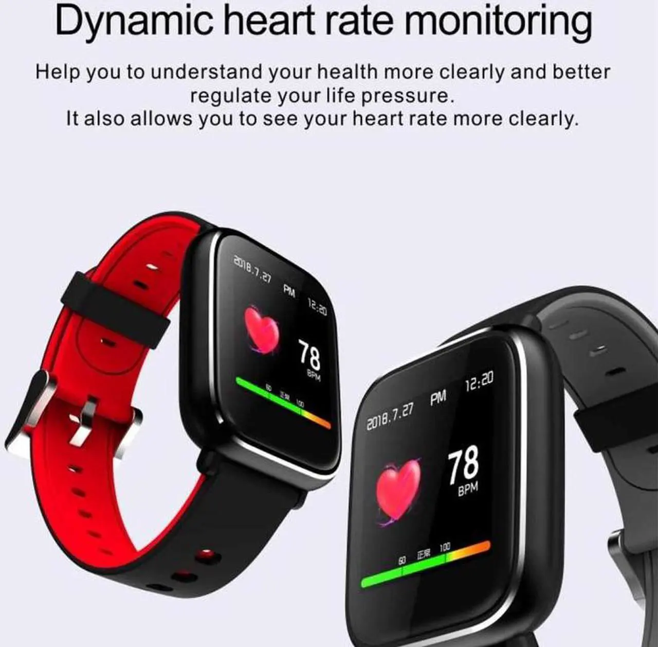 Alt view image 6 of 7 - Q58S 1.3 inch TFT Touch Screen IP67 Waterproof Smartwatch, Support Call Reminder/ Heart Rate Monitoring /Blood Pressure Monitoring/ Sleep Monitoring (Orange)