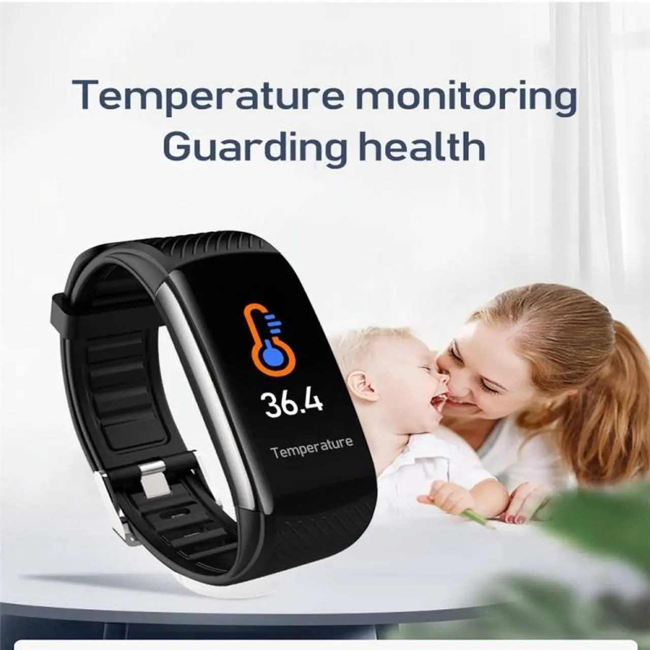 Alt view image 3 of 7 - C6T 0.96inch Color Screen Smart Watch IP67 Waterproof,Support Temperature Monitoring/Heart Rate Monitoring/Blood Pressure Monitoring/Sleep Monitoring (White)