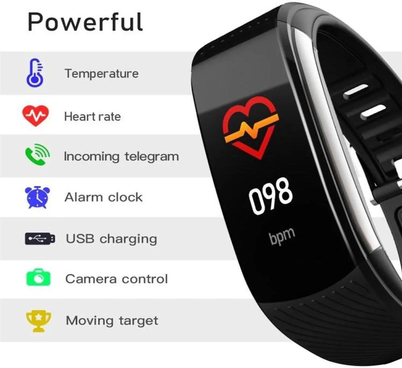 Alt view image 6 of 7 - C6T 0.96inch Color Screen Smart Watch IP67 Waterproof,Support Temperature Monitoring/Heart Rate Monitoring/Blood Pressure Monitoring/Sleep Monitoring (White)