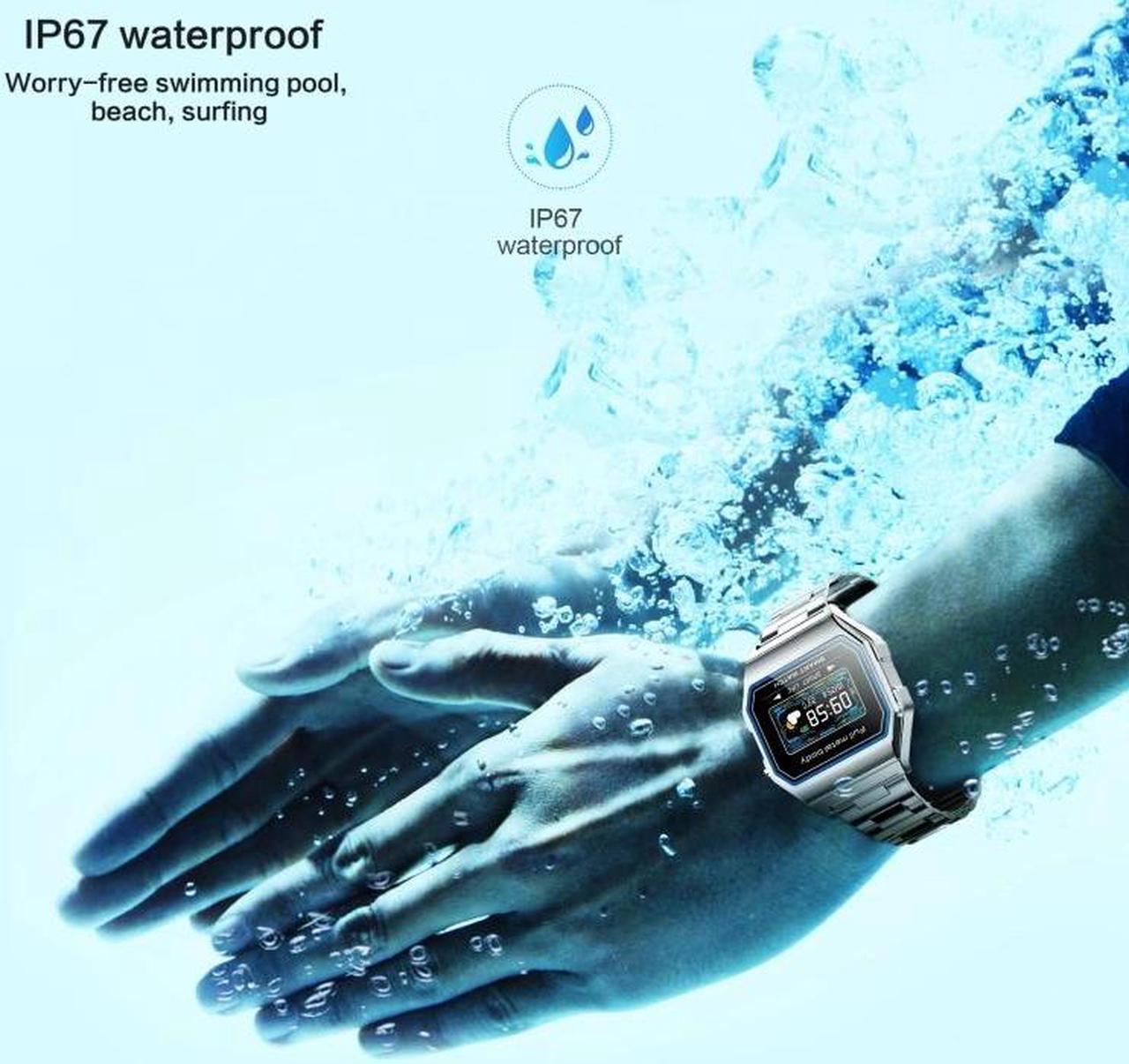 Alt view image 5 of 7 - KW18  IP67 0.96 inch Steel Watchband Color Screen Smart Watch (Silver)