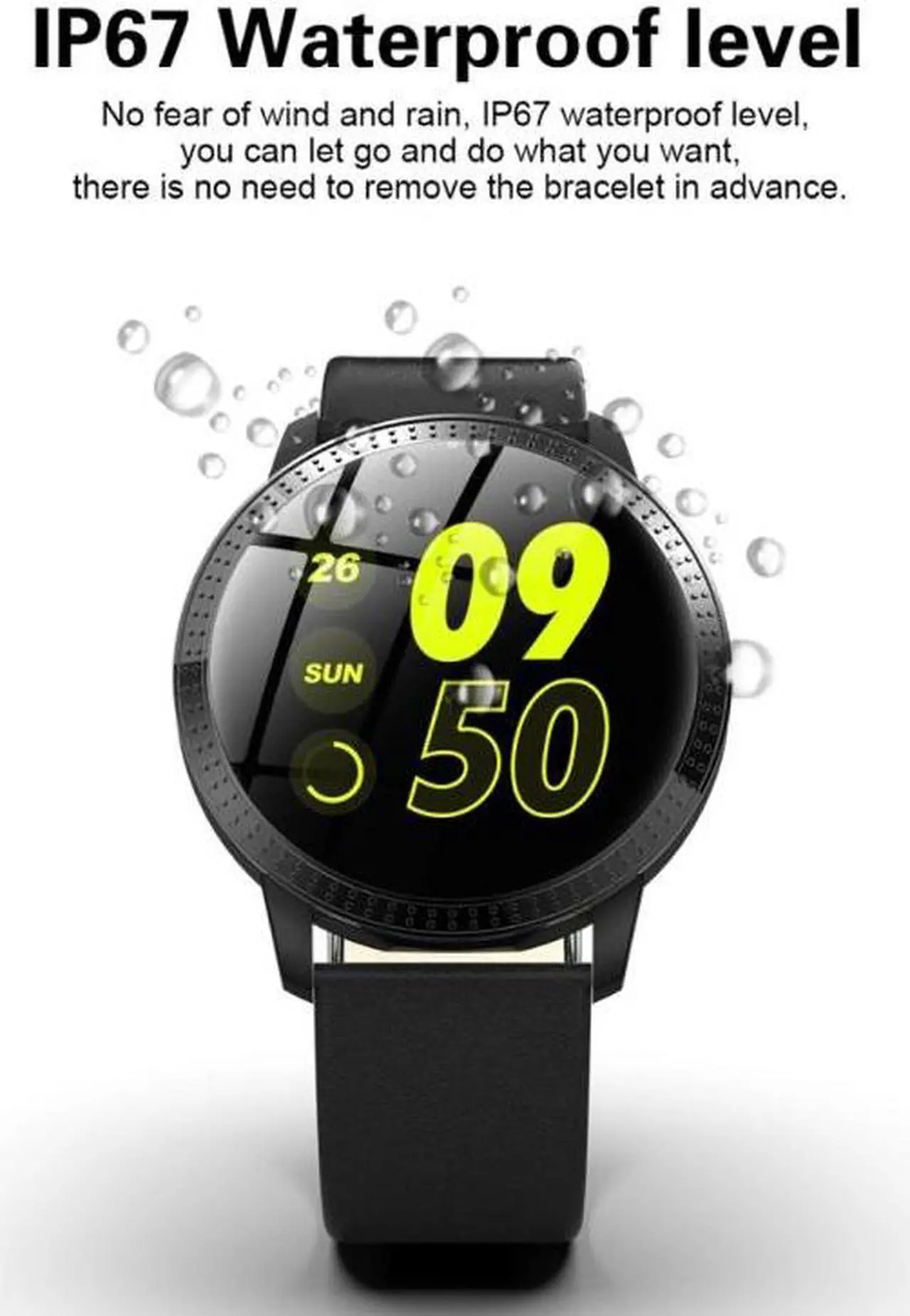 Alt view image 5 of 7 - CF18 1.22 inch Color Screen IPX67 Waterproof Bluetooth Smartwatch, Support Call Reminder/ Heart Rate Monitoring /Blood Pressure Monitoring/ Sleep Monitoring (Black)