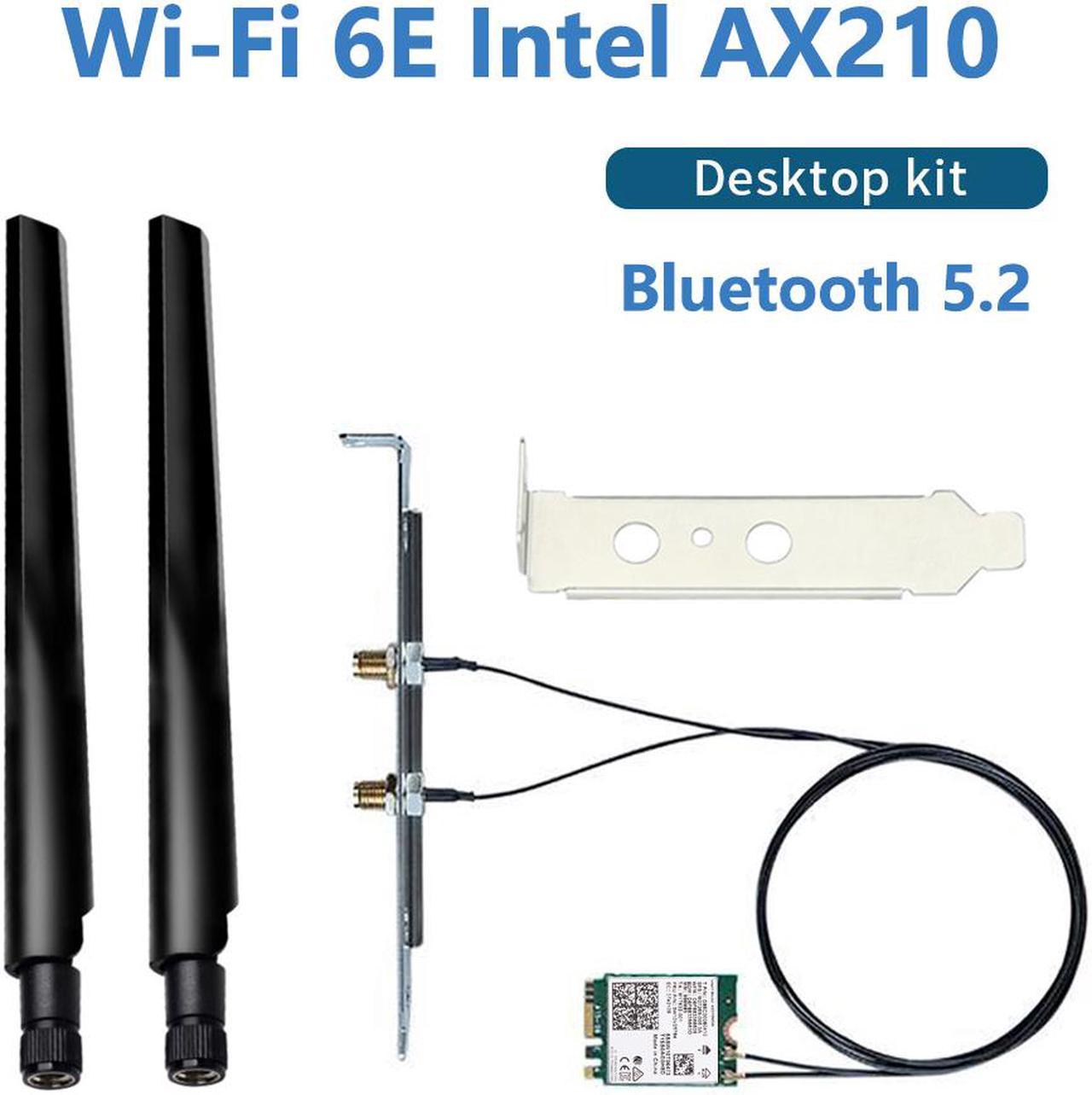 Teday Wi-Fi 6E Intel AX210 Bluetooth 5.2 + 3000Mbps 2.4Ghz 5Ghz 6Ghz M.2 2230 Key E Desktop Kit Wireless Adapter AX210NGW NGFF WiFi 6 Card 802.11ax/ac MU-MIMO OFDMA Windows 10 With 6Dbi Antenna Set