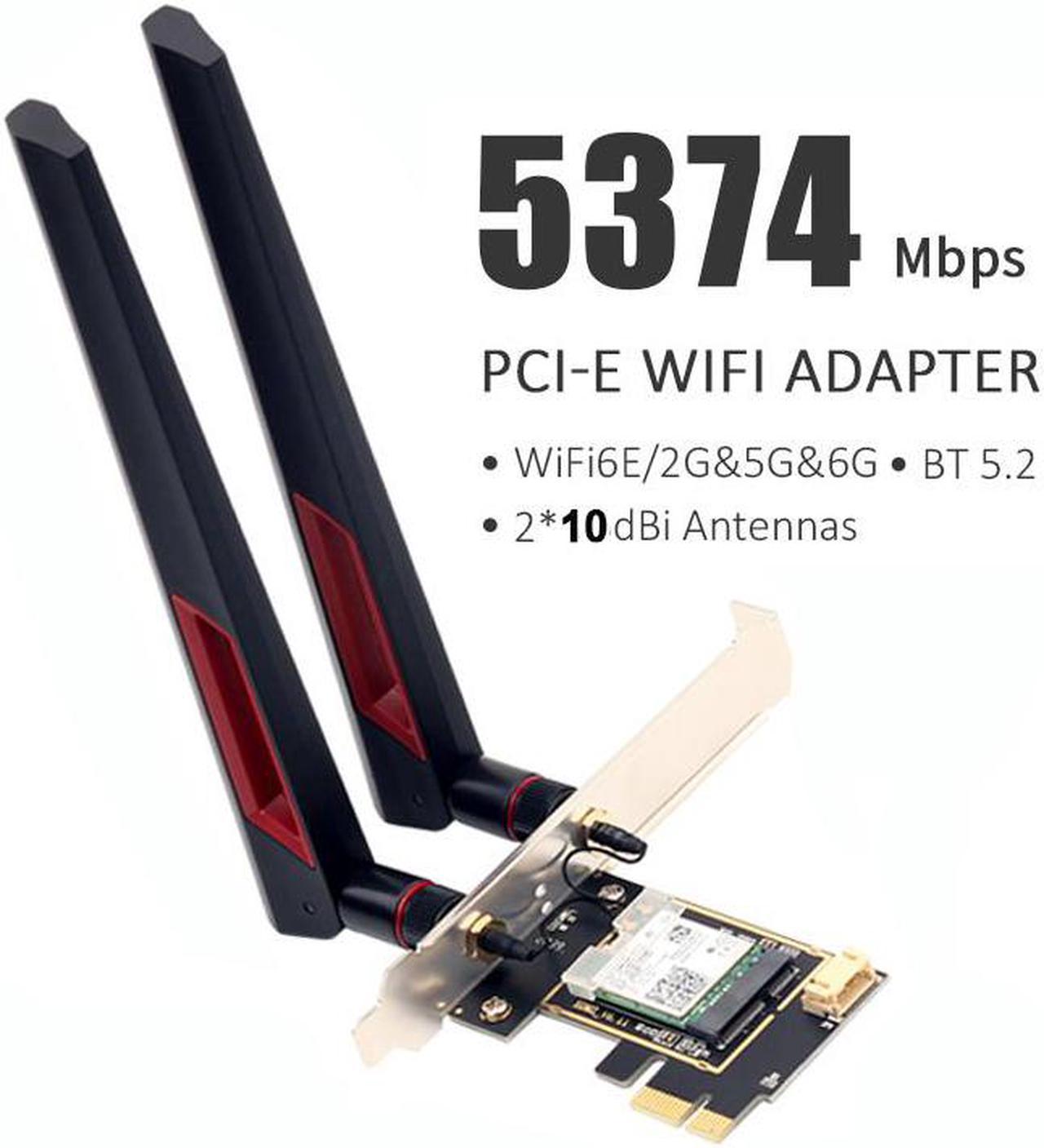 TD-10DB 5374Mbps Wi-Fi 6E Intel AX210 PCI-E WiFi Adapter Bluetooth 5.2 Wireless 802.11ax/ac Wifi 6 Network Card 10 DB Antennas Windows 10 11 Linux For Desktop PC