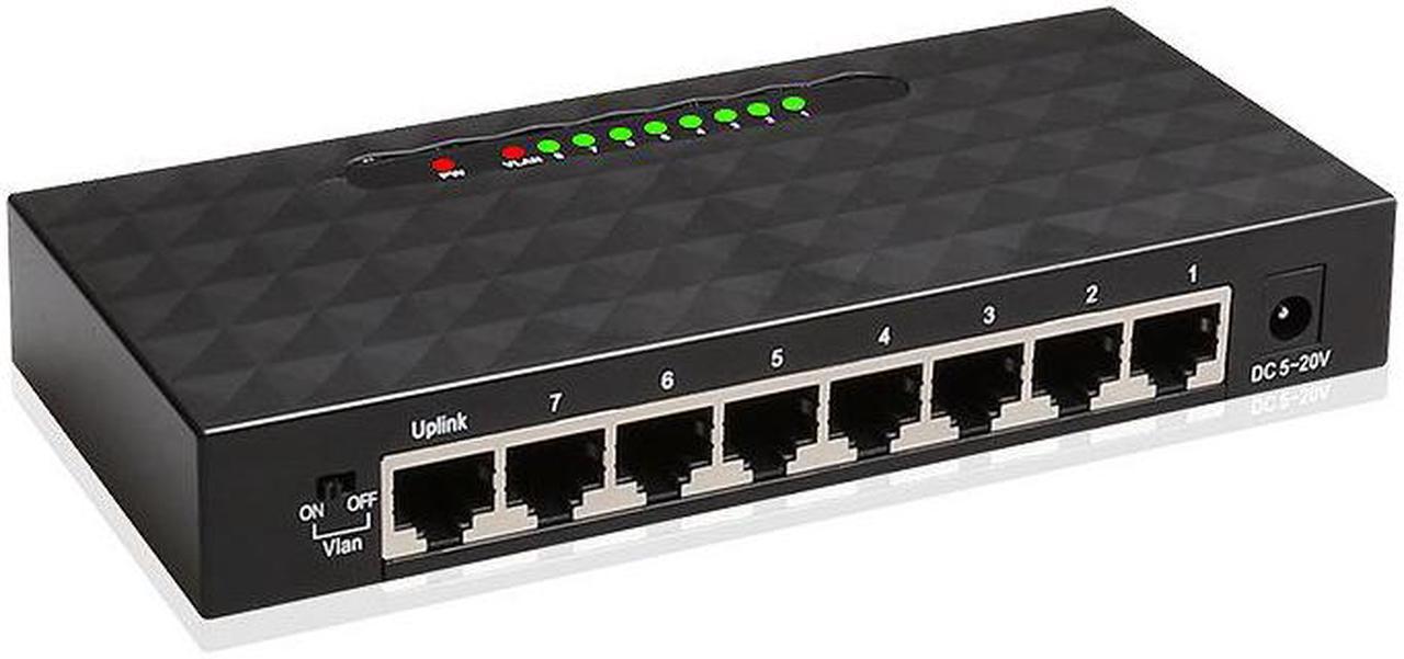 8 Port 1000Mbps Gigabit Network Switch, Ethernet Smart Switcher, High Performance RJ45 Hub Internet Splitter, Plug & Play, Traffic Optimization, Unmanaged