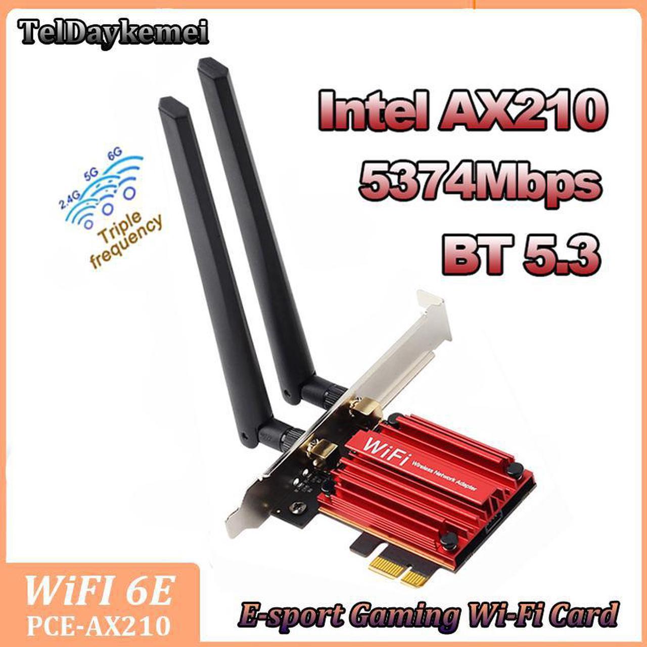 AX3000 Bluetooth 5.3 Wifi 2 In 1 WIFI 6E Intel AX210 PCI Express WifI 6 Adapter Tri band 5374M Wireless PCIE Network Card Windows 11 Window 10 For PC Desktop