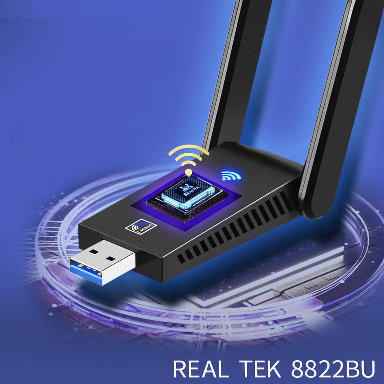 Alt view image 6 of 7 - 2in1 USB 3.0 WiFi 1300Mbps Bluetooth 5.0 Adapter Dongle Dual Band 2.4G&5GHz WiFi 5 Network Wireless Wlan Receiver DRIVER FREE