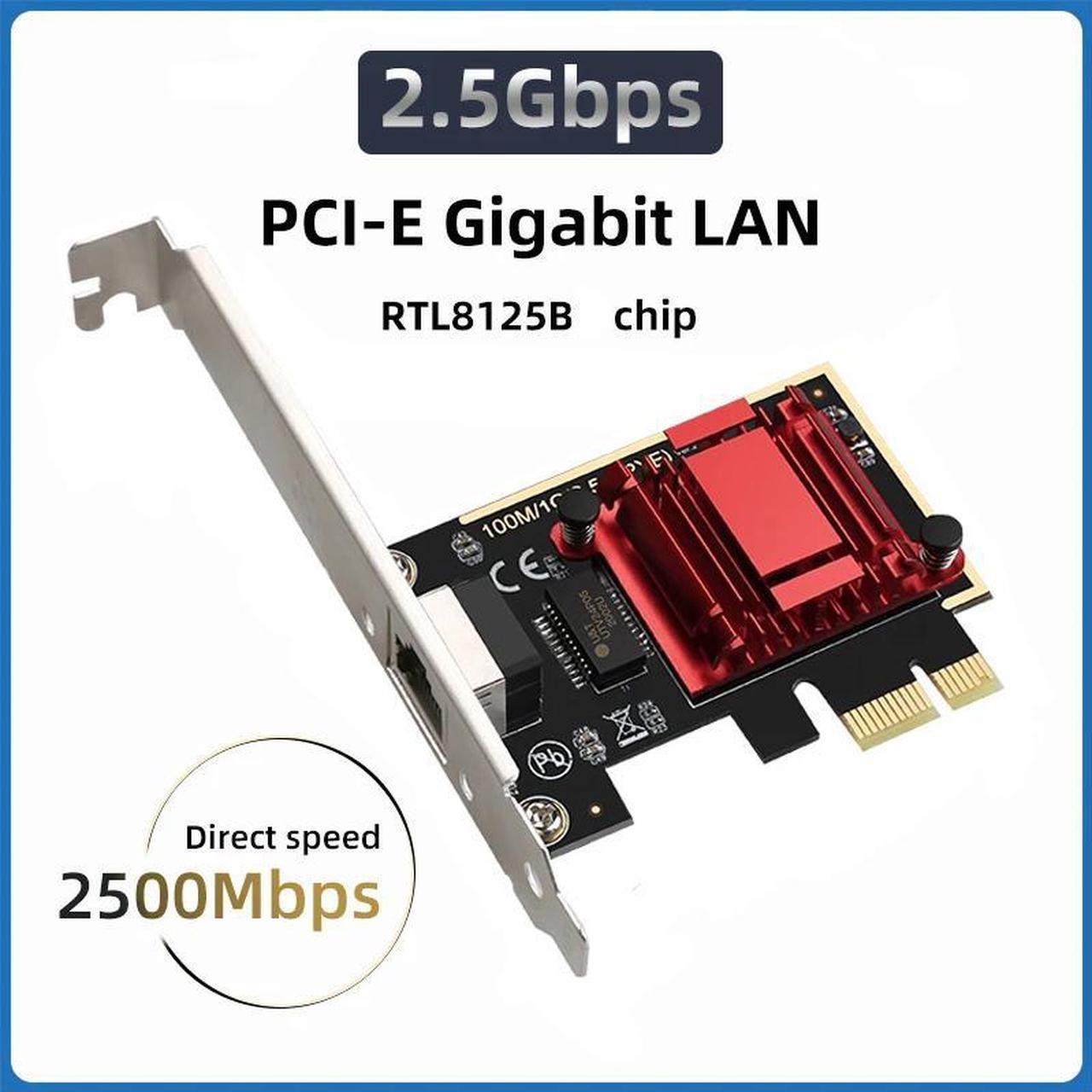 2.5G PCI-E To RJ45 Network Card RTL8125B Chip Gigabit Ethernet PCI Express Network Card 10/100/2500Mbps 1Gbps/2.5Gbps For PC