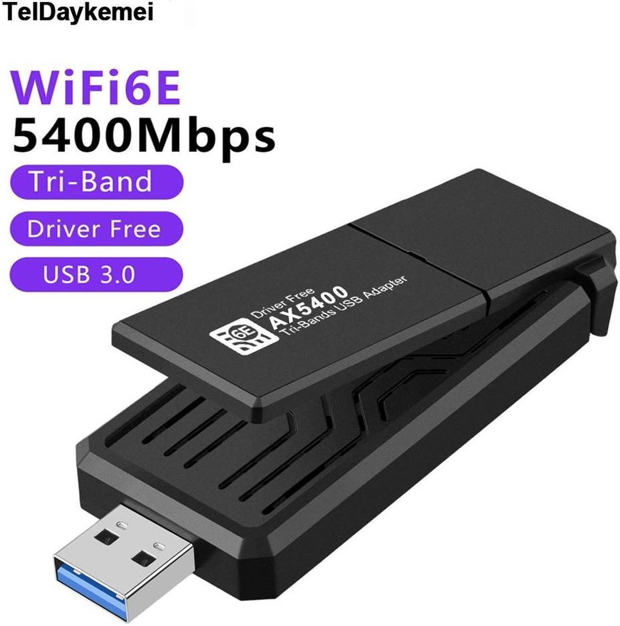 TelDaykemei WiFi 6E AX5400 Gaming USB 3.0 Adapter 2.4G 5Ghz Wireless Dongle 802.11ax WiFi Receiver Network Card For Windows 10 11