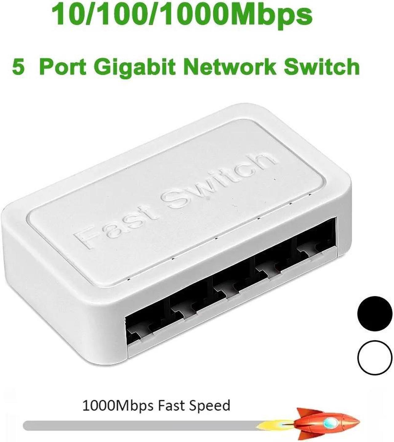 TelDaykemei 10/100 / 1000Mbps Mini Gigabit Network Switch 5 Port Ethernet Switch Internet Splitter Desktop RJ45 Hub