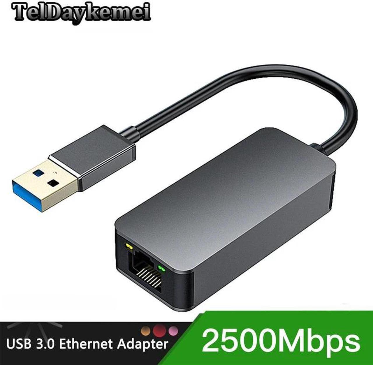 TelDaykemei 2500Mbps USB 3.0 Ethernet To RJ45 2.5G Wired Adapter Converter Lan Network Hub For Windows 7/8/10 MAC For PC Laptop