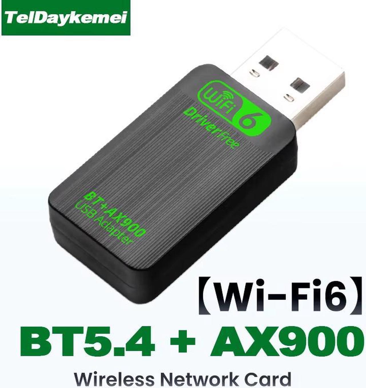 TelDaykemei Bluetooth 5.4 AX900 WiFi 6 USB Adapter 2in1 Dongle Dual Band 2.4G&5GHz Network Wireless Receiver DRIVER FREE Windows 10/11