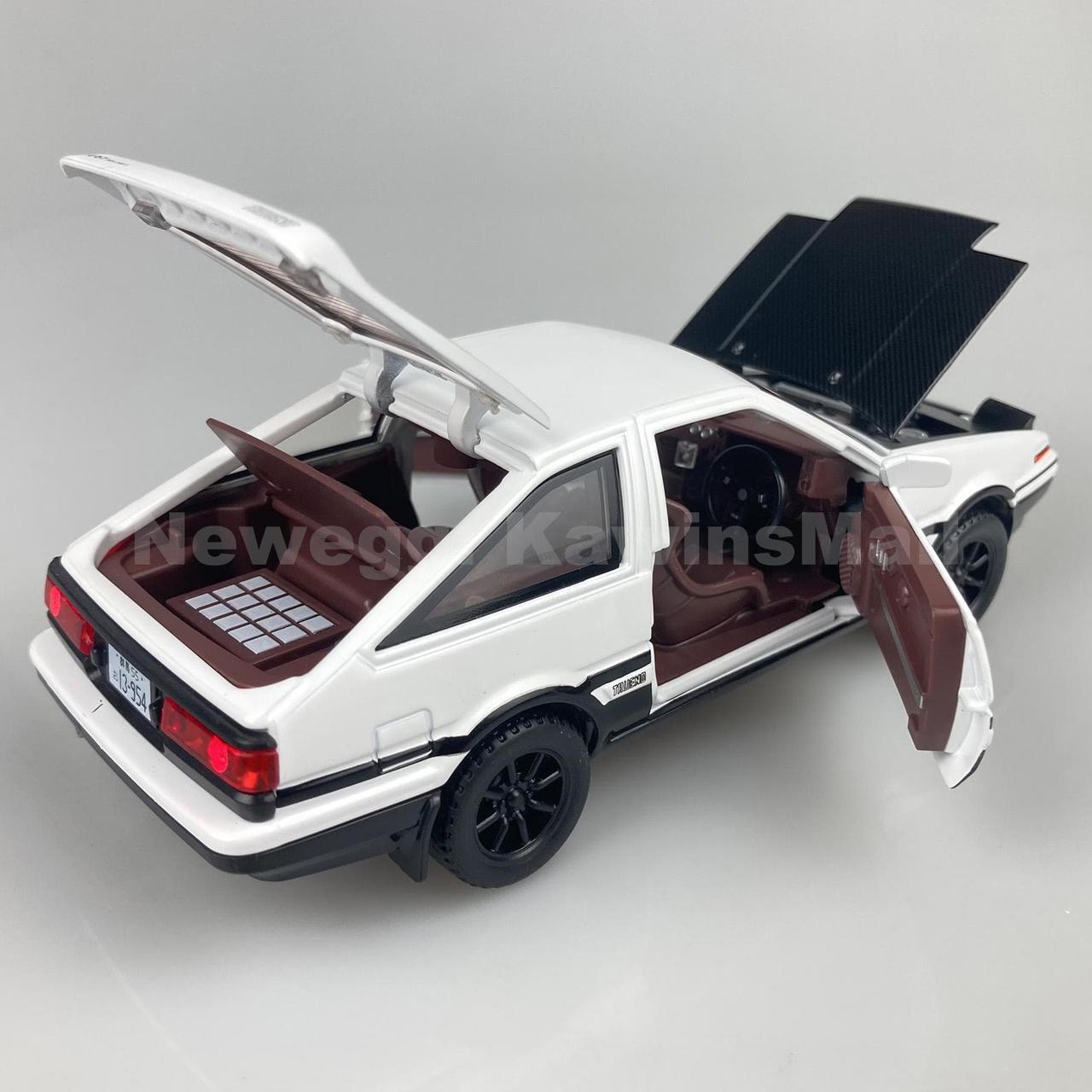 Alt view image 3 of 6 - MiniAuto 1:28 Scale Initial D Trueno AE86 Diecast Car Model Doors Openable With Light & Sound Black & White Color