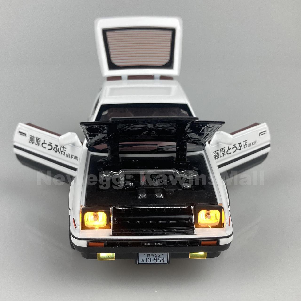 Alt view image 5 of 6 - MiniAuto 1:28 Scale Initial D Trueno AE86 Diecast Car Model Doors Openable With Light & Sound Black & White Color