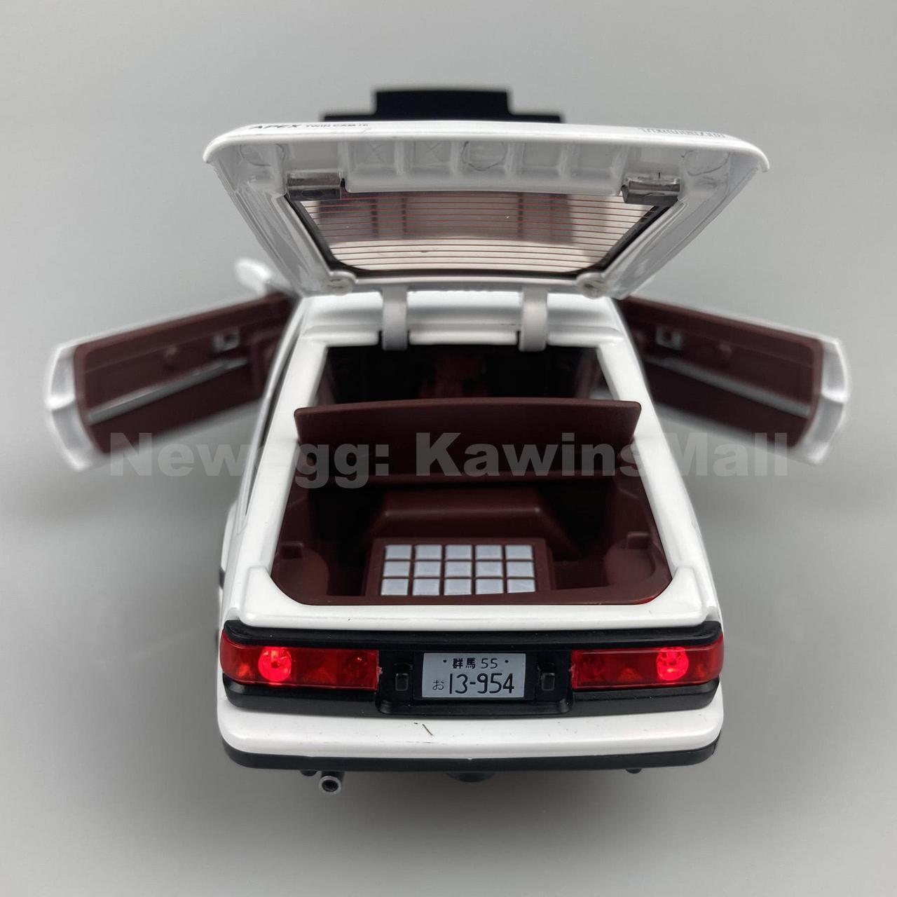 Alt view image 6 of 6 - MiniAuto 1:28 Scale Initial D Trueno AE86 Diecast Car Model Doors Openable With Light & Sound Black & White Color