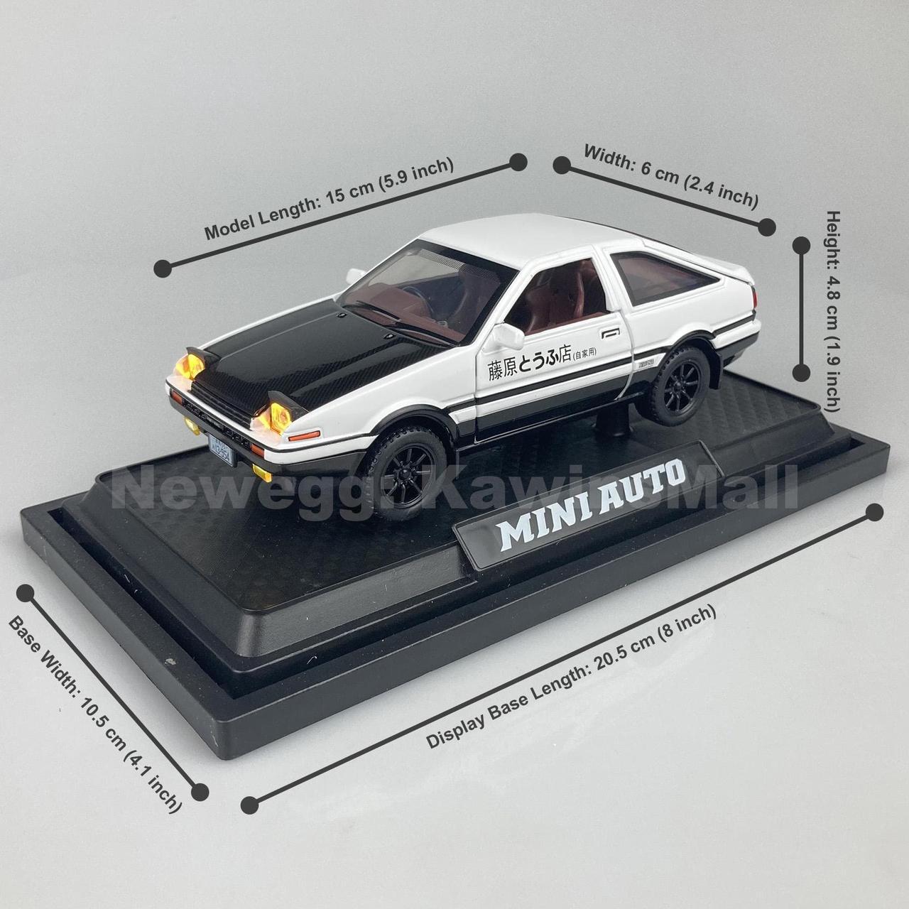 Alt view image 2 of 6 - MiniAuto 1:28 Scale Initial D Trueno AE86 Diecast Car Model Doors Openable With Light & Sound Black & White Color