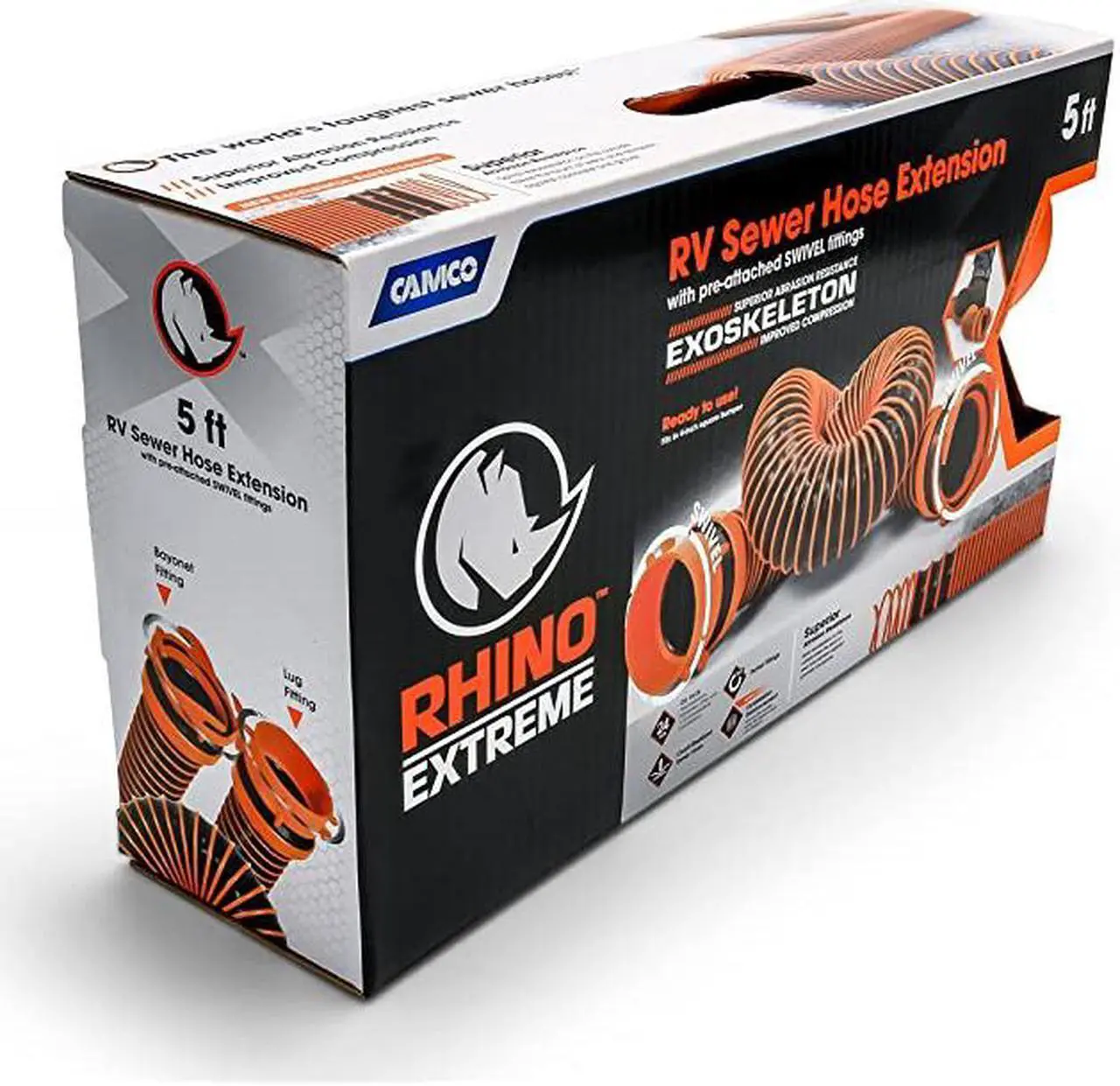 Alt view image 3 of 7 - 39865 RhinoEXTREME 5ft RV Sewer Hose Extension Kit with Swivel Fitting, Extend your Sewer Hose to Fit Your Needs, Crush Resistant