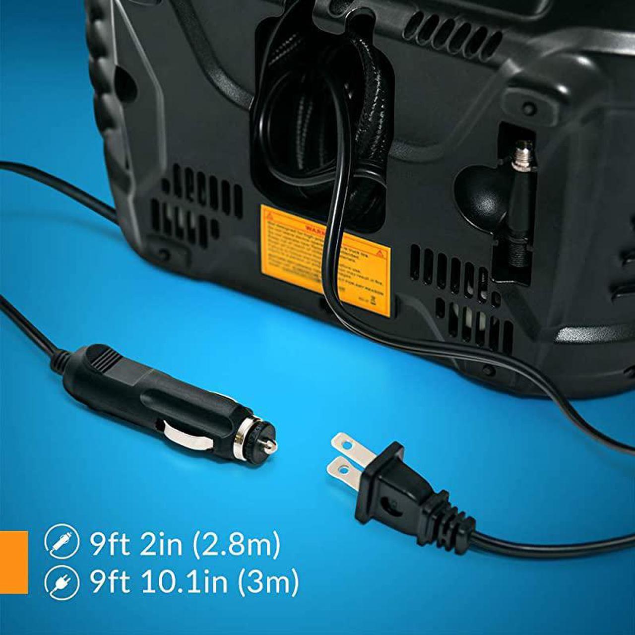 Alt view image 6 of 7 - ACDC Power Supply Portable Air Compressor Pump with Analog Display to 100 PSI for Home 110V and Car 12V Tire Inflator with Adaptors for Cars Trucks Bicycles Balls
