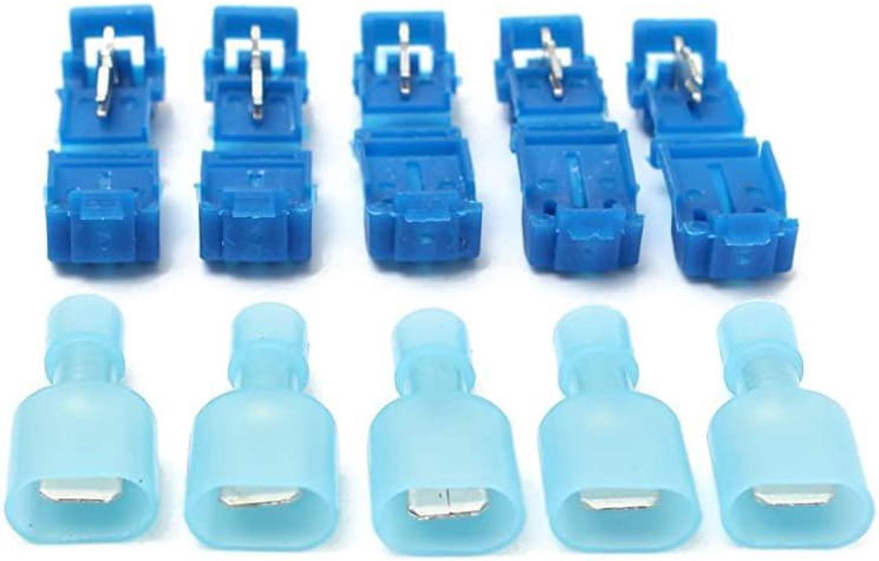 Alt view image 6 of 7 - 100Pcs (50 Pairs) Terminal Connectors T-Tap Quick Disconnect Wire Connectors Self-Stripping Insulated Connectors 16-14 Gauge Female Spade Connector Quick Splice Wire Terminal Kit …