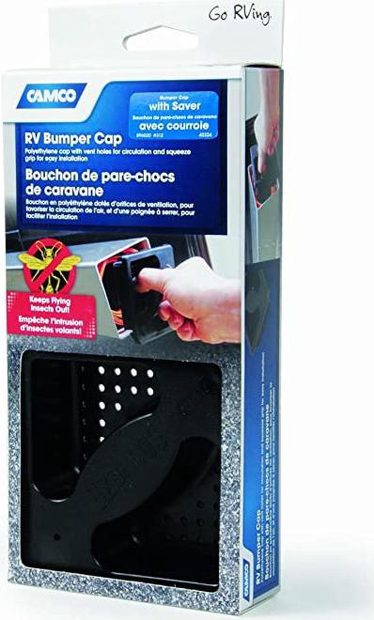 Alt view image 3 of 3 - No Insect Bumper Cap with Saver - Features Small Holes to Increase Airflow and Block Insects, Squeeze Grip for Easy Installation and Removal, Fits Standard RV 4" Square Bumpers (40324)
