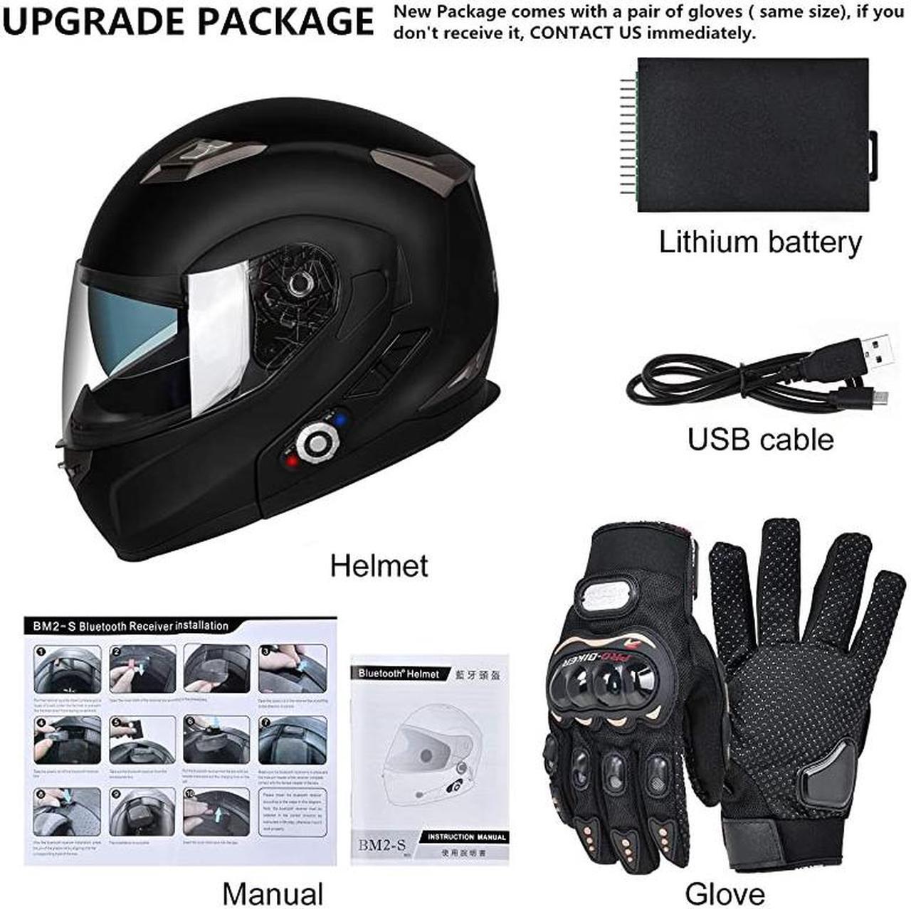Alt view image 6 of 6 - Motorcycle Bluetooth Helmet  BM2S Flip Up Modular Bluetooth Motorcycle Helmet Voice DialHandsFree Call 500M 23 Riders MP3 FMDOT Motorcycle Helmet with Bluetooth 30