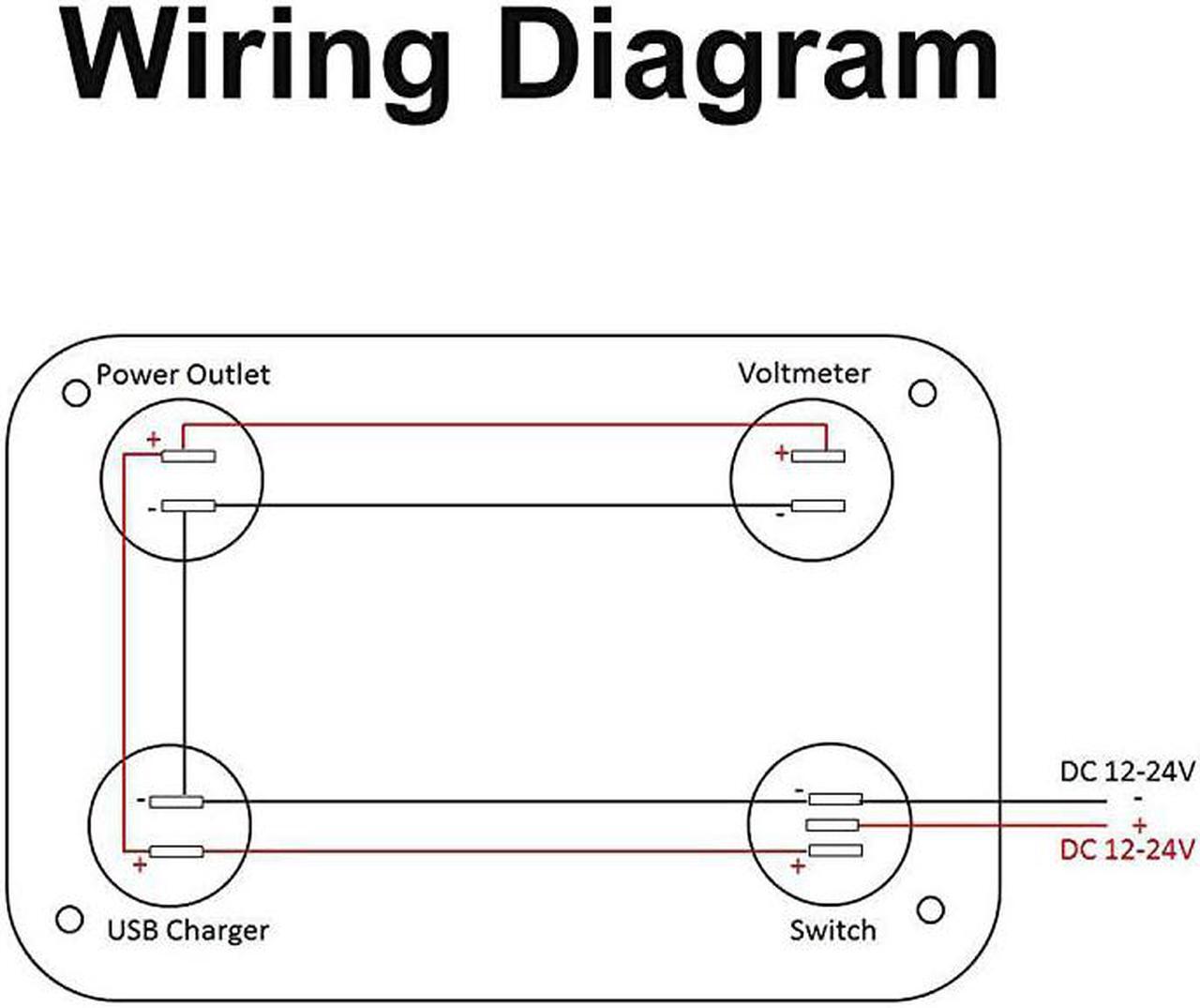 Alt view image 2 of 7 - 4 in 1 Charger Socket Panel 12V 42A Dual USB Charger Socket Power Outlet LED Voltmeter Cigarette Lighter Socket LED Lighted ON Off Rocker Toggle Switch for Car Marine Boat RV Truck