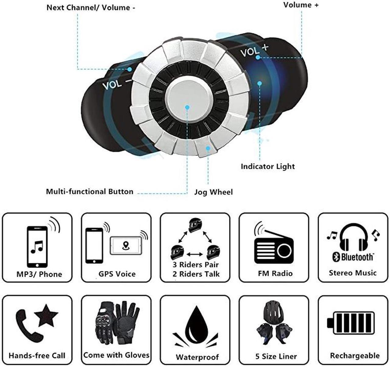 Alt view image 3 of 6 - Motorcycle Bluetooth Helmet  BM2S Flip Up Modular Bluetooth Motorcycle Helmet Voice DialHandsFree Call 500M 23 Riders MP3 FMDOT Motorcycle Helmet with Bluetooth 30