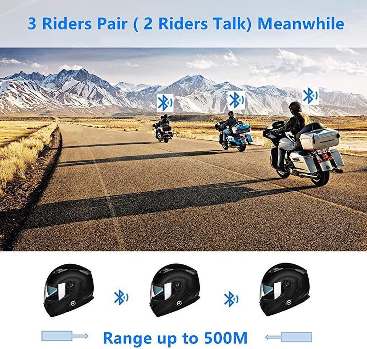 Alt view image 2 of 6 - Motorcycle Bluetooth Helmet  BM2S Flip Up Modular Bluetooth Motorcycle Helmet Voice DialHandsFree Call 500M 23 Riders MP3 FMDOT Motorcycle Helmet with Bluetooth 30