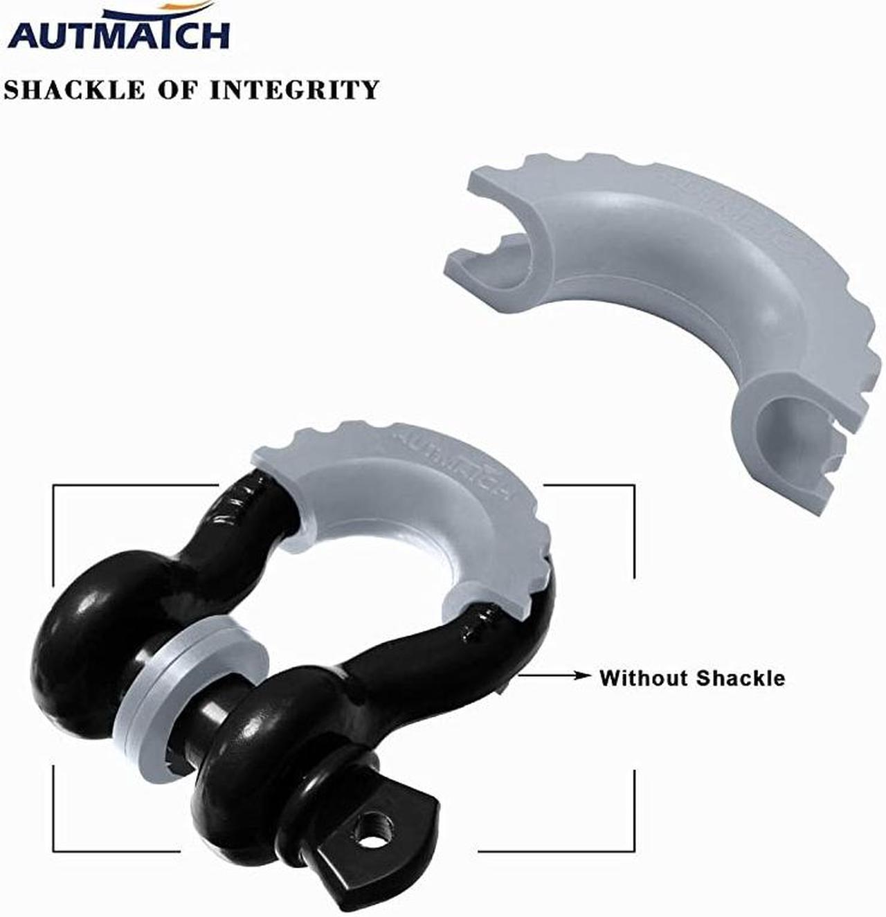 Alt view image 6 of 7 - Pack of 2 D-Ring Shackle Isolators Washers Kit 2 Rubber Shackle Isolators and 8 Washers Fits 3/4 Inch Shackle Gear Design Rattling Protect Shackle Cover Gray