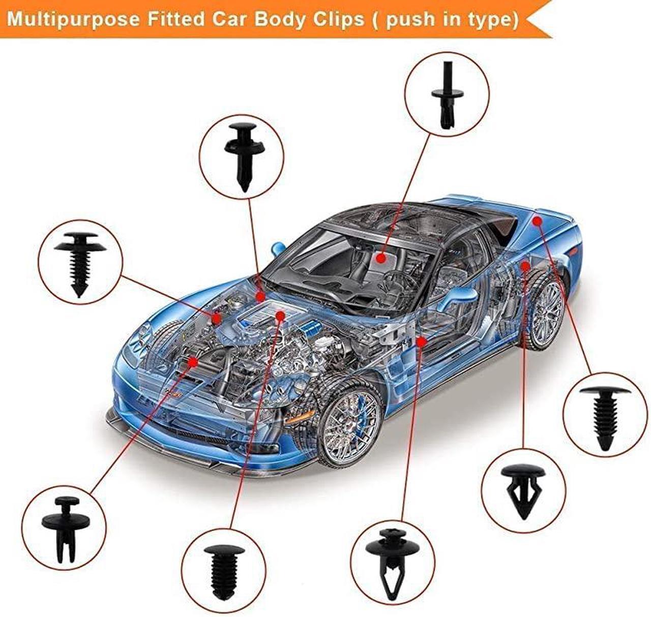 Alt view image 3 of 7 - Car Body Clips, Assorted Auto Rivets, Universal Plastic Retainers, Automotive Push in Fasteners with Removal Tools for GM Ford Toyota Honda Chrysler's Bumper Fender Door Panel Dashboard Hood
