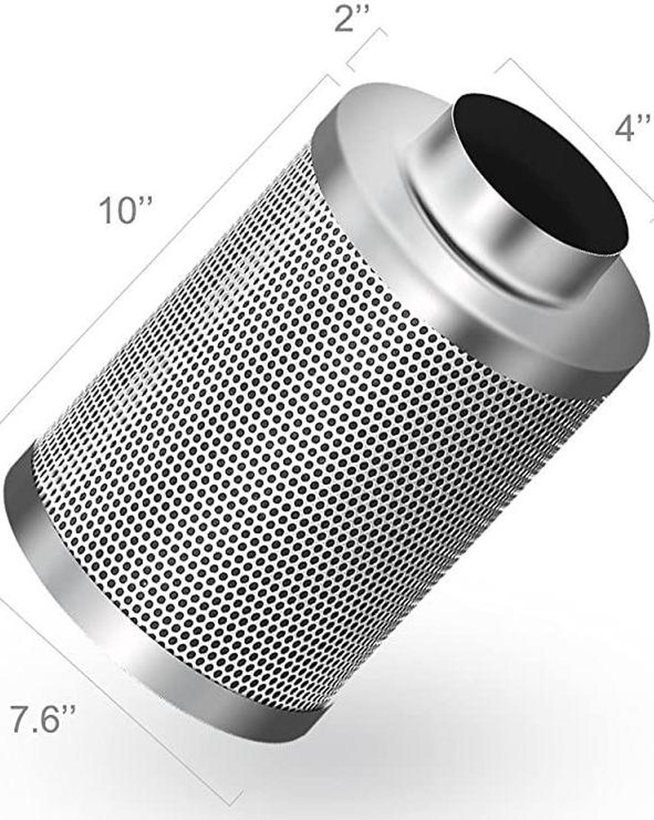 Alt view image 2 of 7 - 4 Inch Air Carbon Filter Indoor Plants Grow Tent Odor Control Scrubber with Australia Activated C for Inline Fan Reversible Flange Prefilter Included Silver