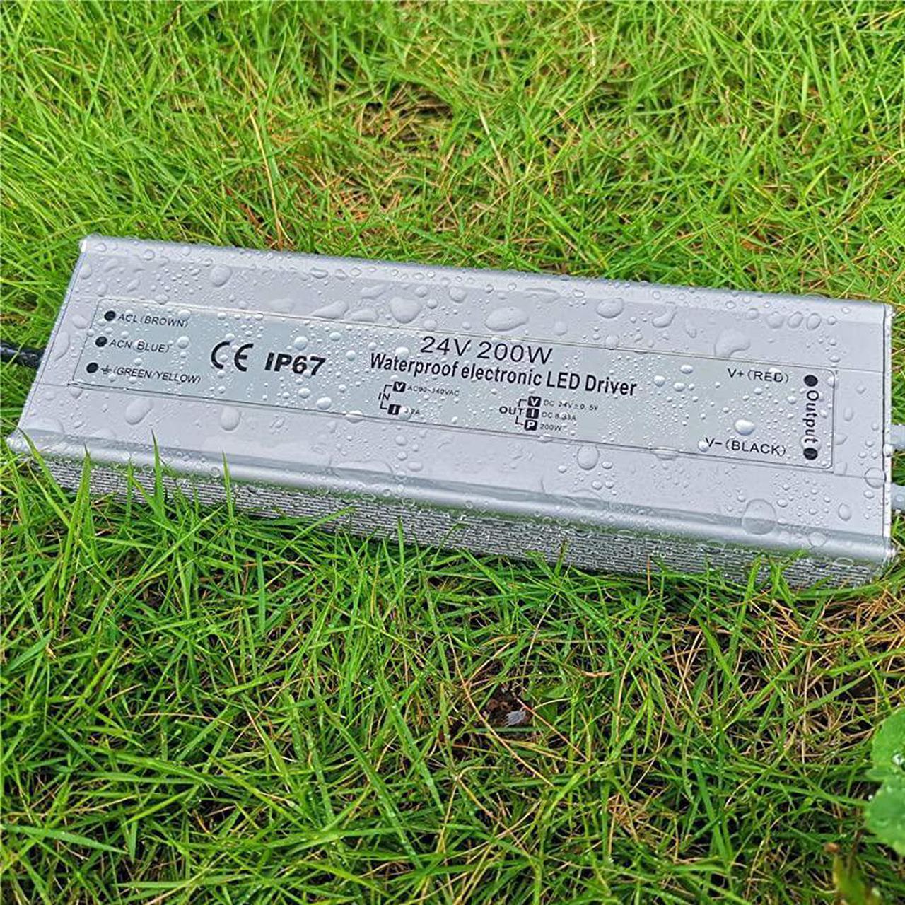 Alt view image 5 of 7 - LED Power Supply 24V 200W IP67 Waterproof Outdoor Driver AC 90265V to DC 24V 83A Low Voltage Transformer Adapter with 3Prong Plug for LED Light Computer Project Outdoor Use