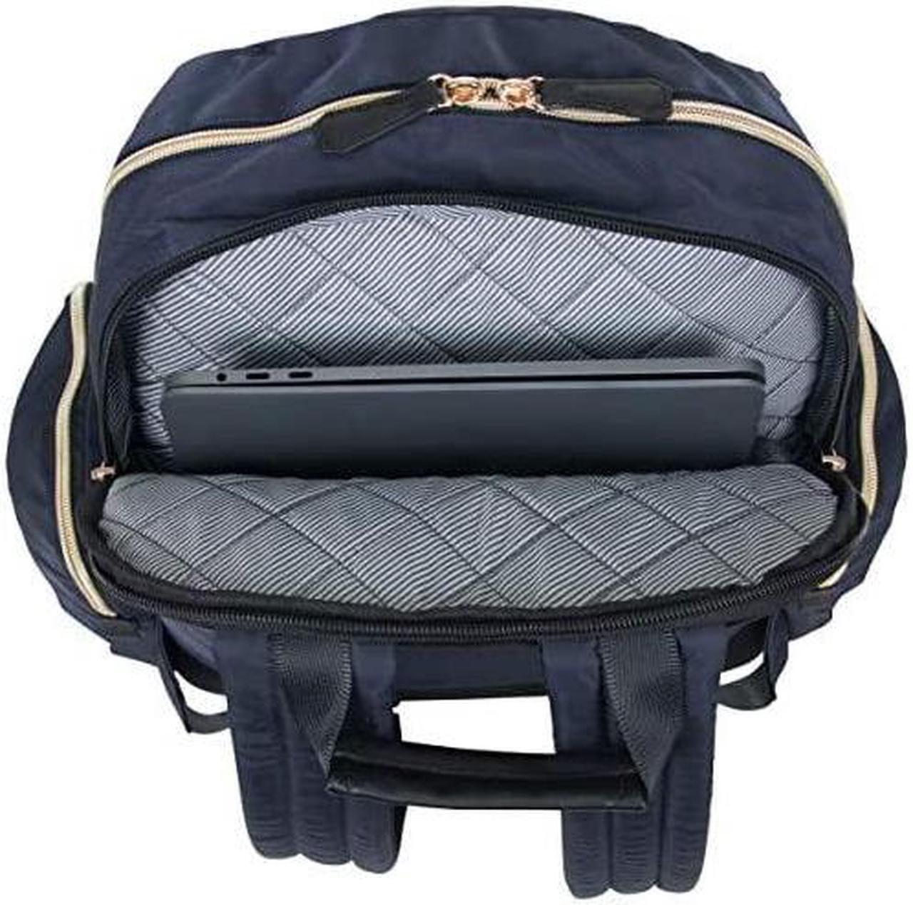 Alt view image 4 of 6 - Womens Sophie Backpack Silky Nylon 15 Laptop Tablet RFID Bookbag for School Work Travel Navy One Size