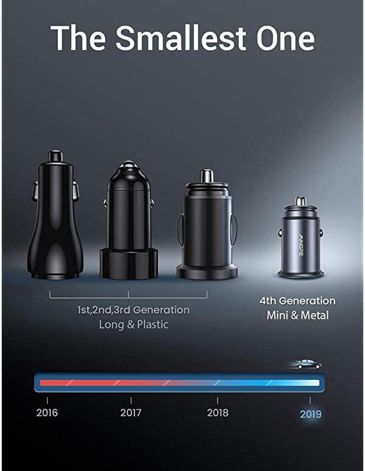 Alt view image 2 of 7 - Cigarette Lighter USB Charger All Metal Mini Car Charger Adapter 48A Fast USB Car Charger 2 Port Flush Fit Compatible with iPhone 1211prox76s iPad Air 2Mini 3 Galaxy S10S9S8Black