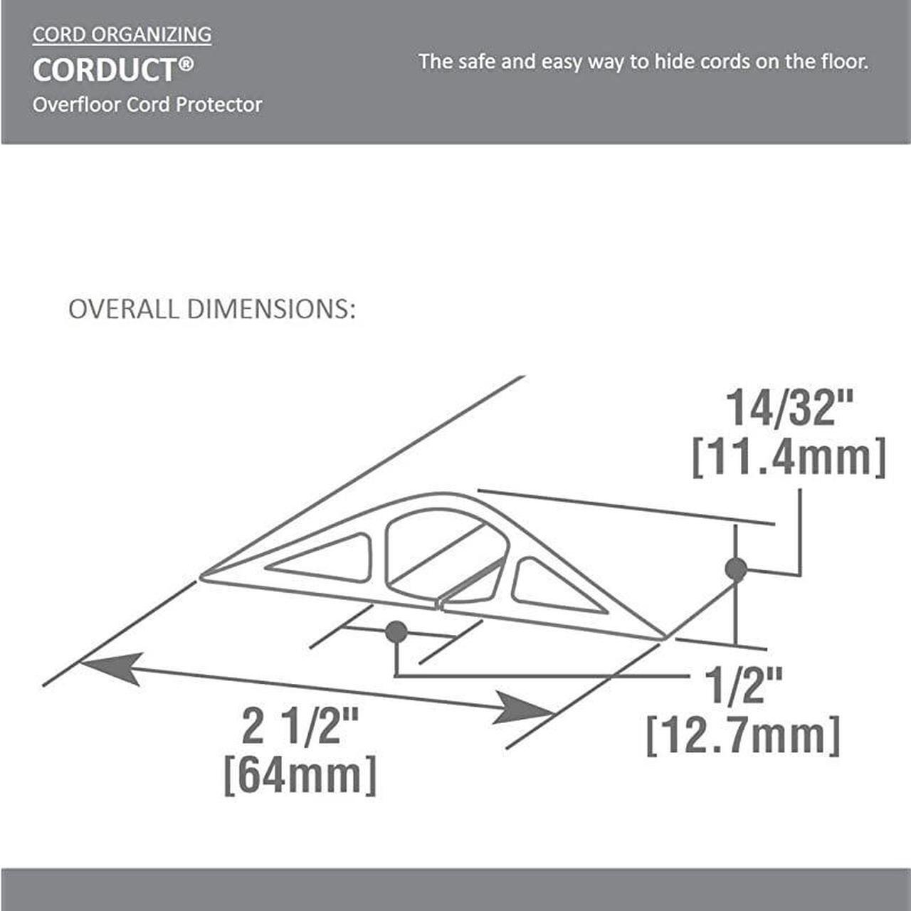 Alt view image 5 of 5 - Floor Cord Management Kit Corduct Cord Protector Wire Organizer and Hider Rubber Cable Cover and Concealer Gray 5 Feet CDG5