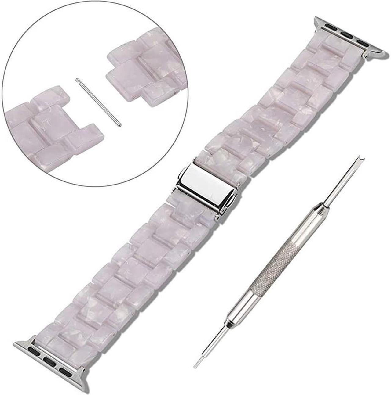 Alt view image 6 of 7 - Resin Strap Compatible with Apple Watch Band 38mm 40mm 42mm 44mm Series1 Series2 Series3 Series4 Series5,Ladies and Men Fashion Resin Watch Strap,iWatch Replacement Wristband