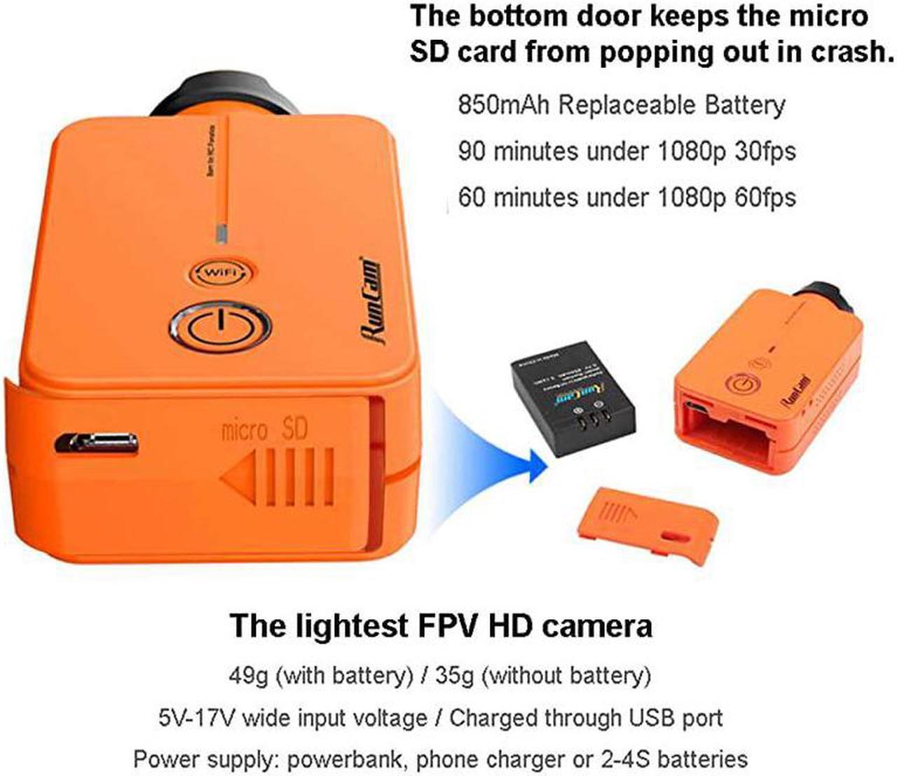 Alt view image 4 of 7 - 2 FPV Camera 1080P 60fps HD Mini Action Sport Camera FOV 120 Degree Builtin WiFi iOSAndroid APP NTSC PAL Switchable Racing Drone Camera