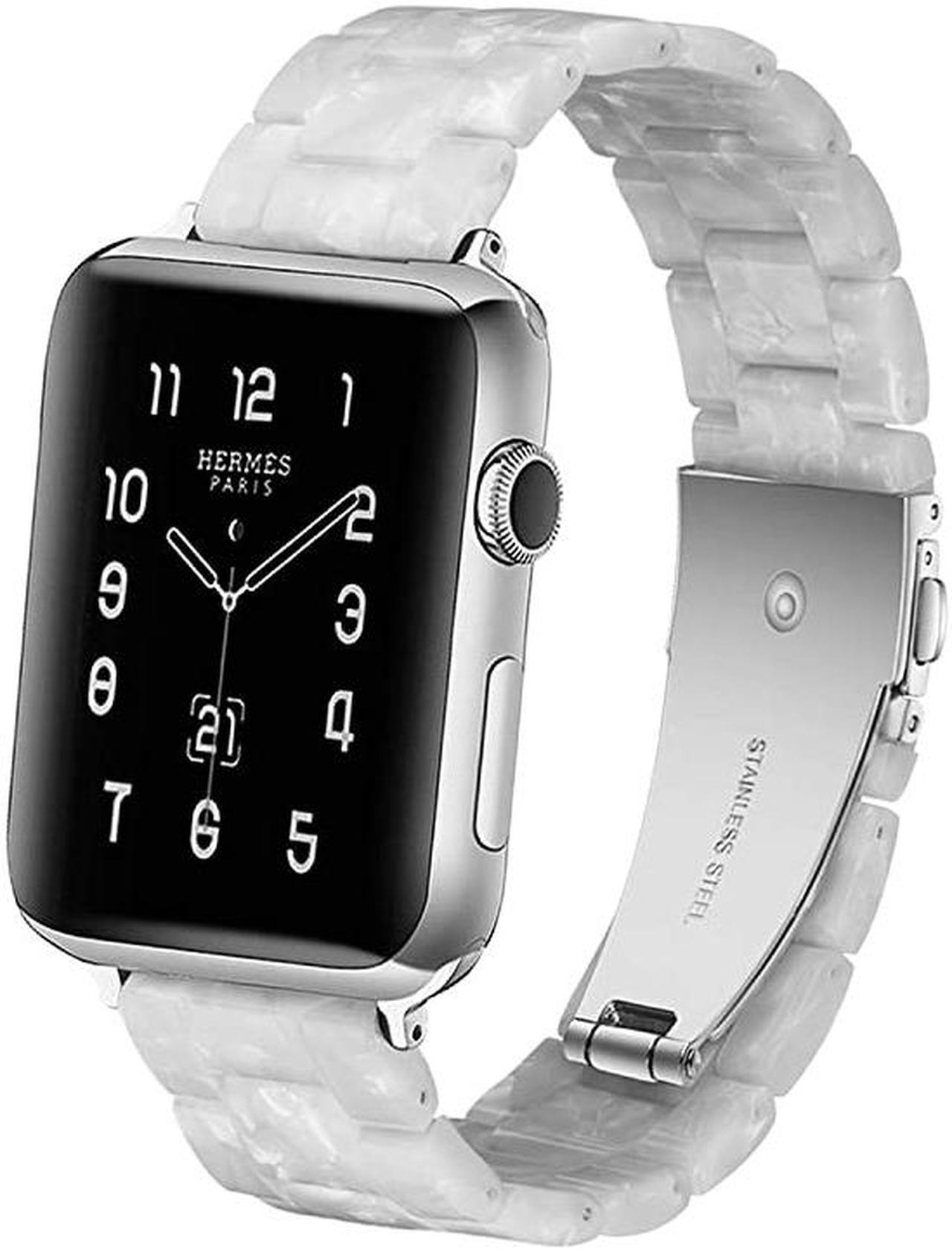 Main image of Resin Strap Compatible with Apple Watch Band 38mm 40mm 42mm 44mm Series1 Series2 Series3 Series4 Series5,Ladies and Men Fashion Resin Watch Strap,iWatch Replacement Wristband