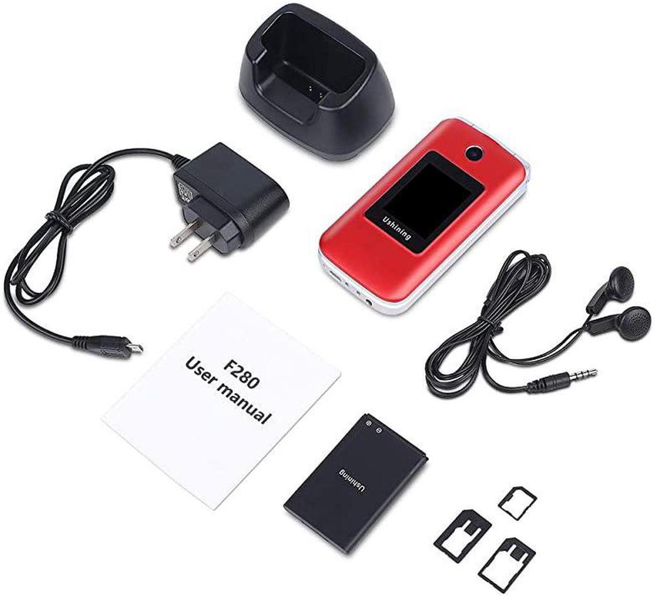Alt view image 7 of 7 - 3G Unlocked Senior Flip Phone Dual SIM Card FM Radio GSM Unlocked Flip Phone 28quot LCD and Large Keypad with Charging Cradle Red