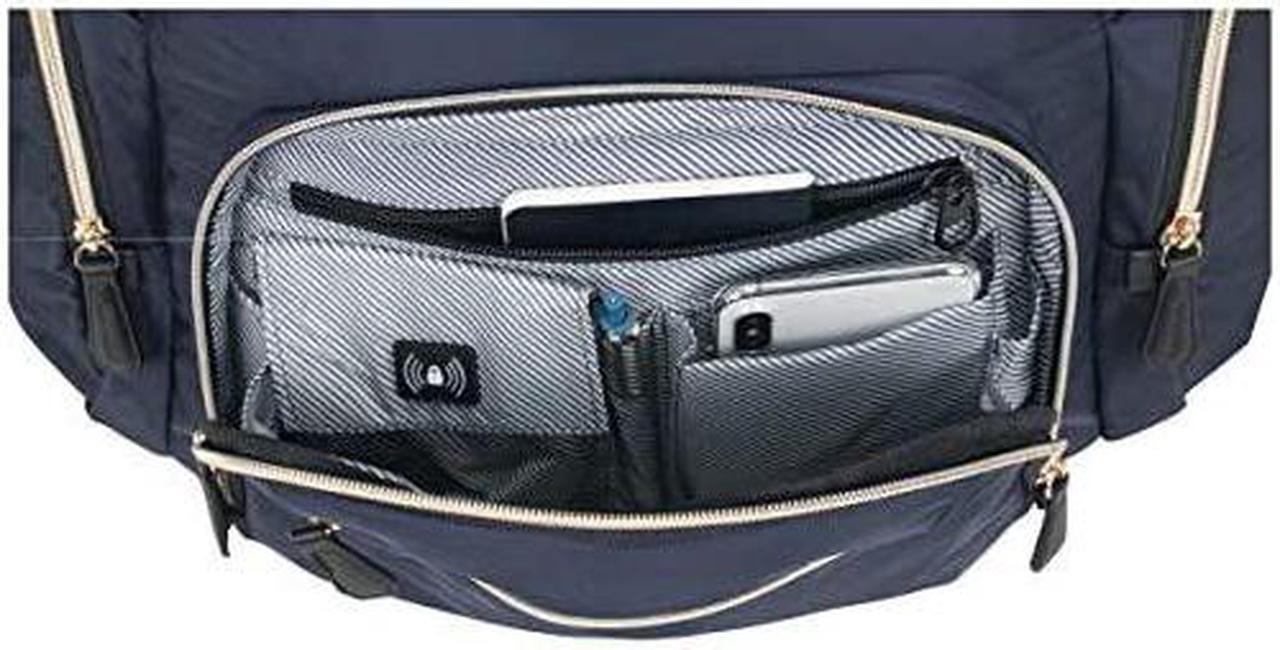 Alt view image 3 of 6 - Womens Sophie Backpack Silky Nylon 15 Laptop Tablet RFID Bookbag for School Work Travel Navy One Size